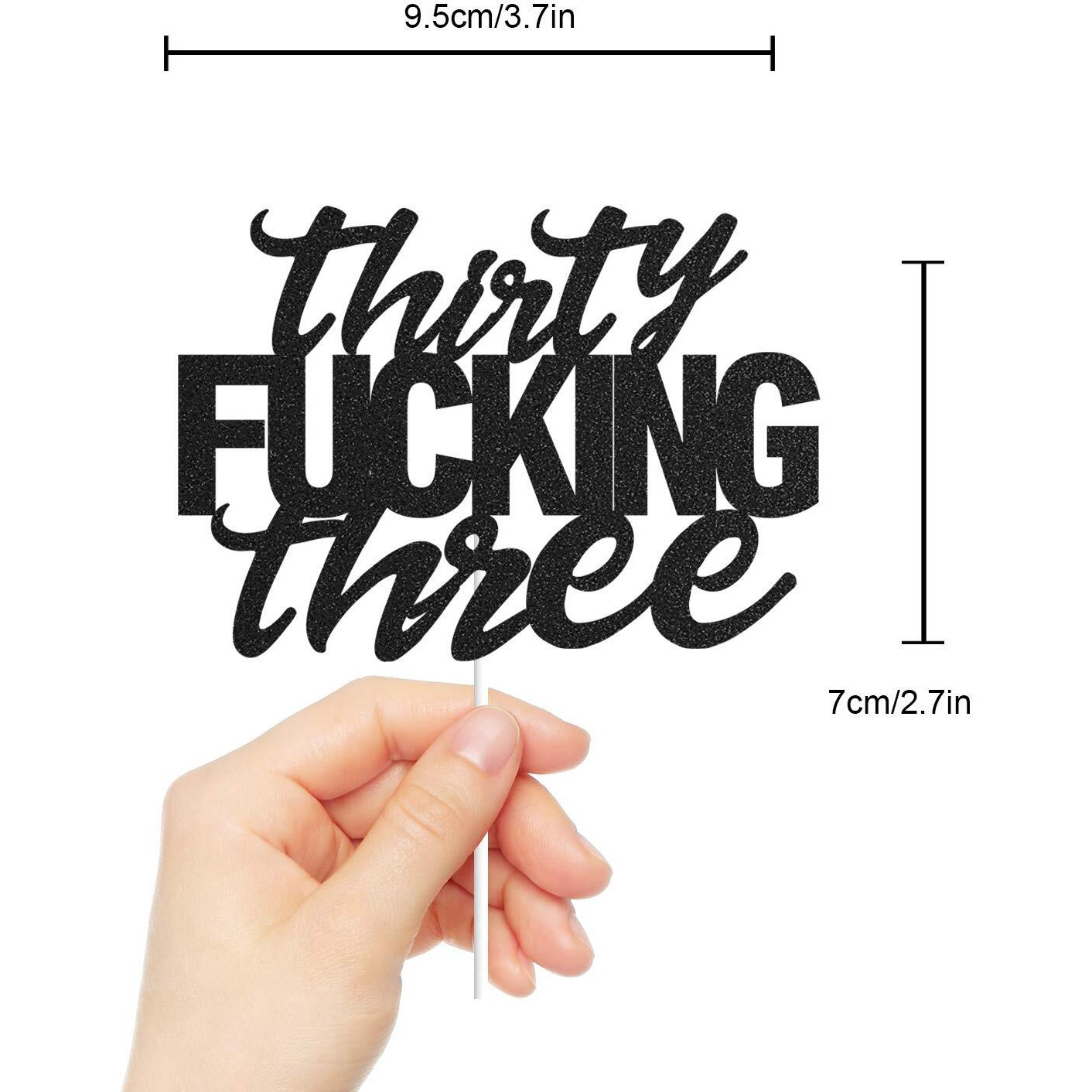 Thirty Three Black Glitter Cake Toppers 33 Years Old 33Rd Birthday Party Decorations Supplies