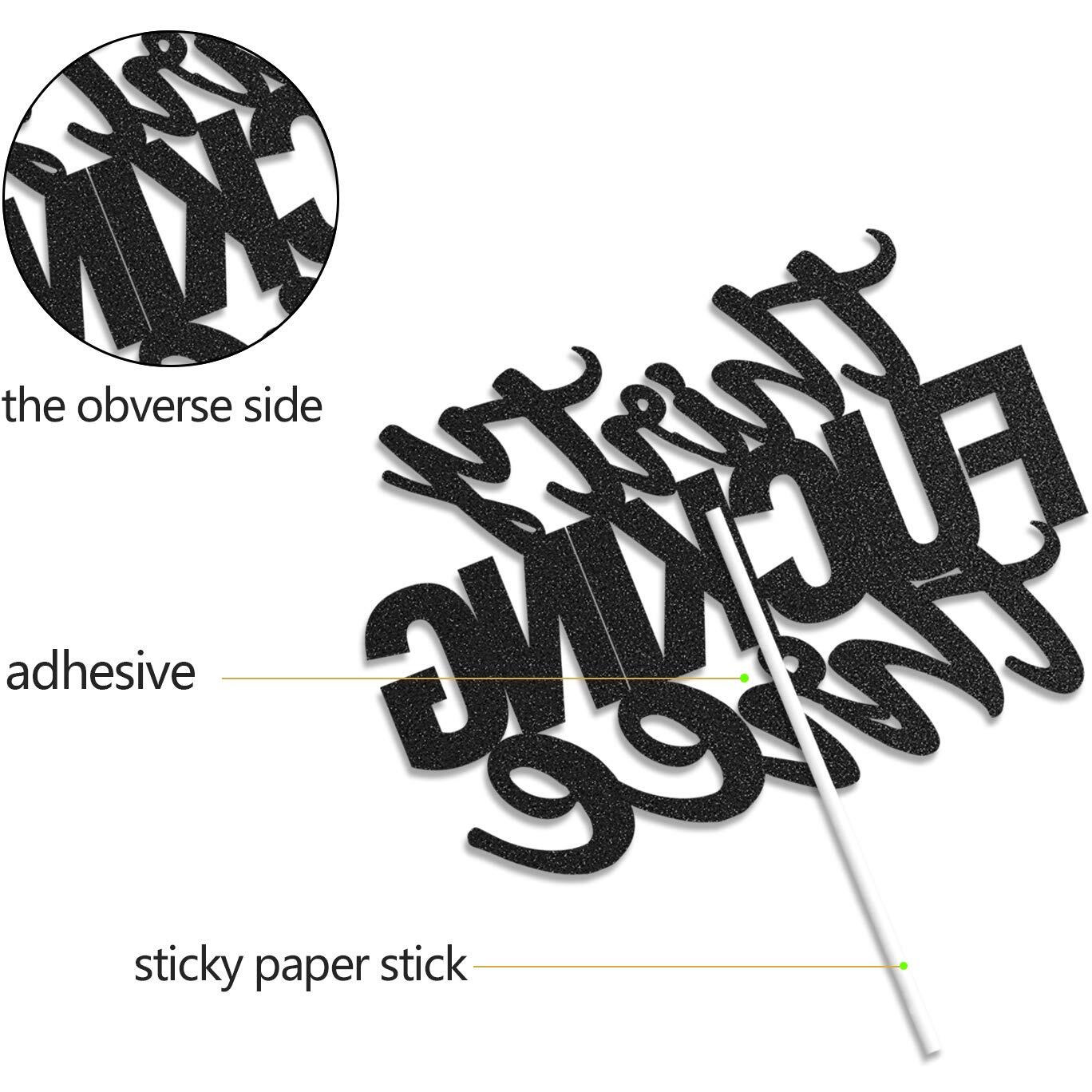 Thirty Three Black Glitter Cake Toppers 33 Years Old 33Rd Birthday Party Decorations Supplies