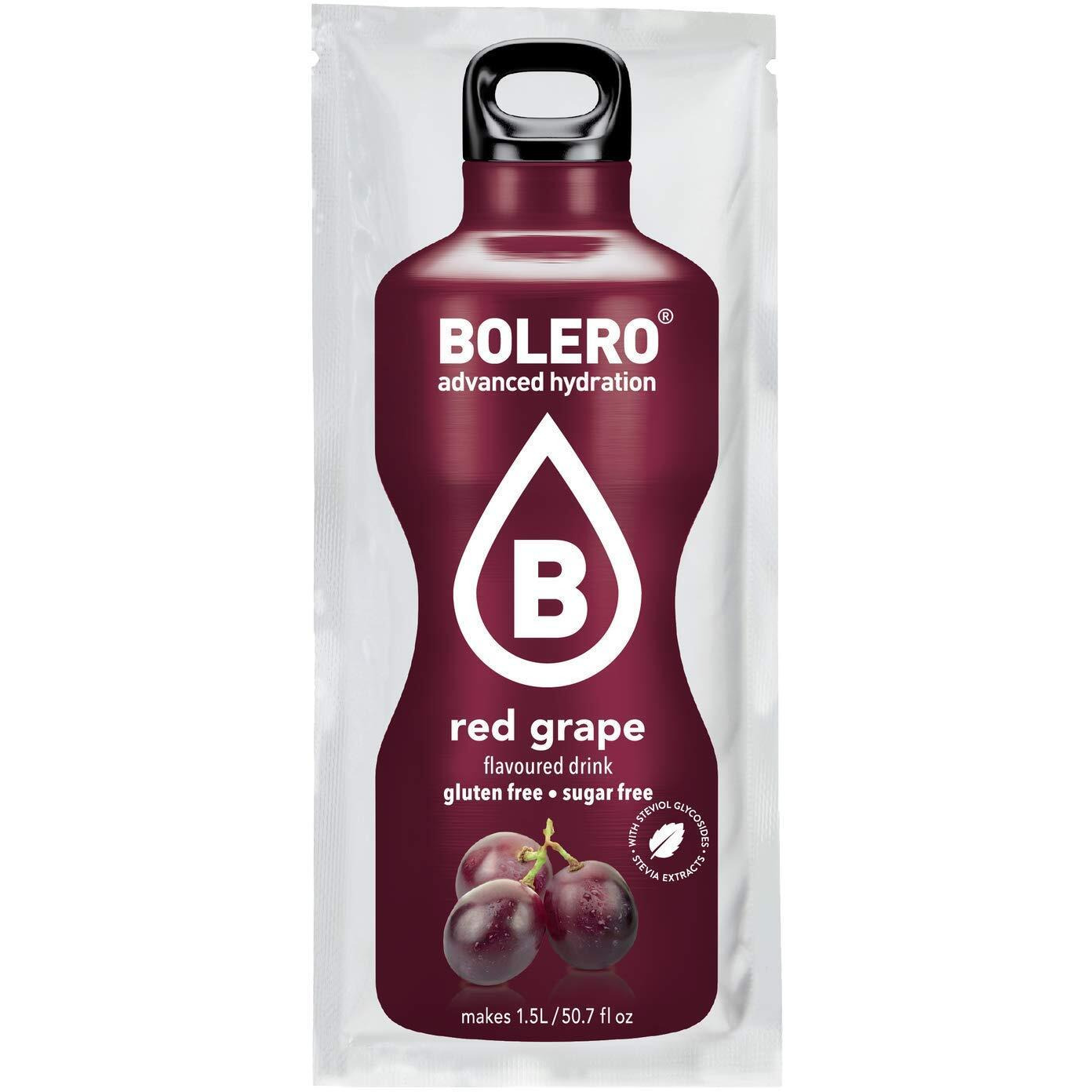 Bolero - Red Grape Flavored, Sugar Free And Low Calorie Powdered Drink Mix, Makes 1/2 Gallon For Strong Flavor Or 1 Gallon For Mild Flavor, 12 Large Sachets - Europe's Favorite Drink Mix