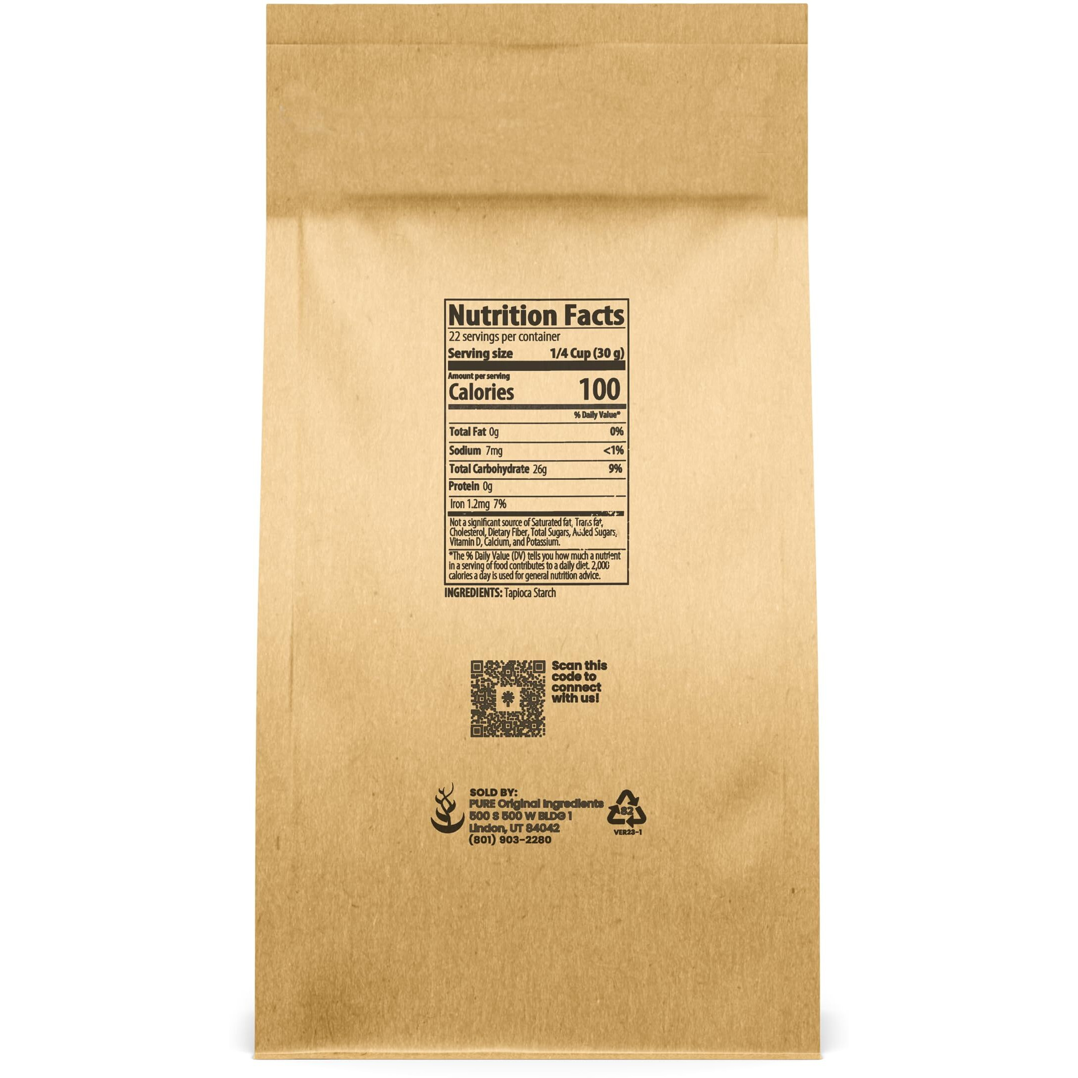 Pure Original Ingredients Tapioca Starch (1.5 Lb) Non-Gmo & Gluten Free, Kitchen Staple, Eco-Friendly Packaging.