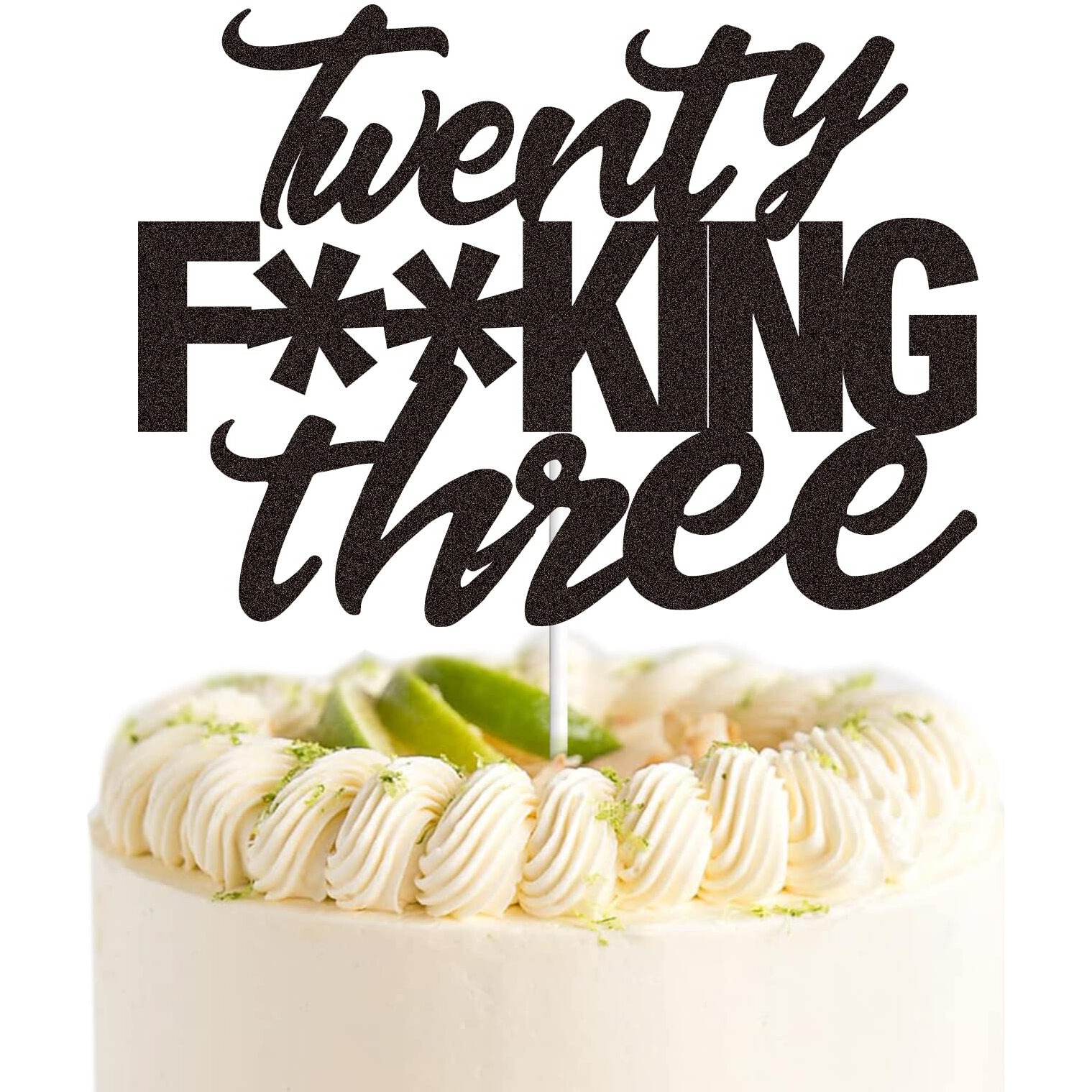 Twenty Three Black Glitter Cake Toppers 23 Years Old 23Rd Birthday Party Decorations Supplies