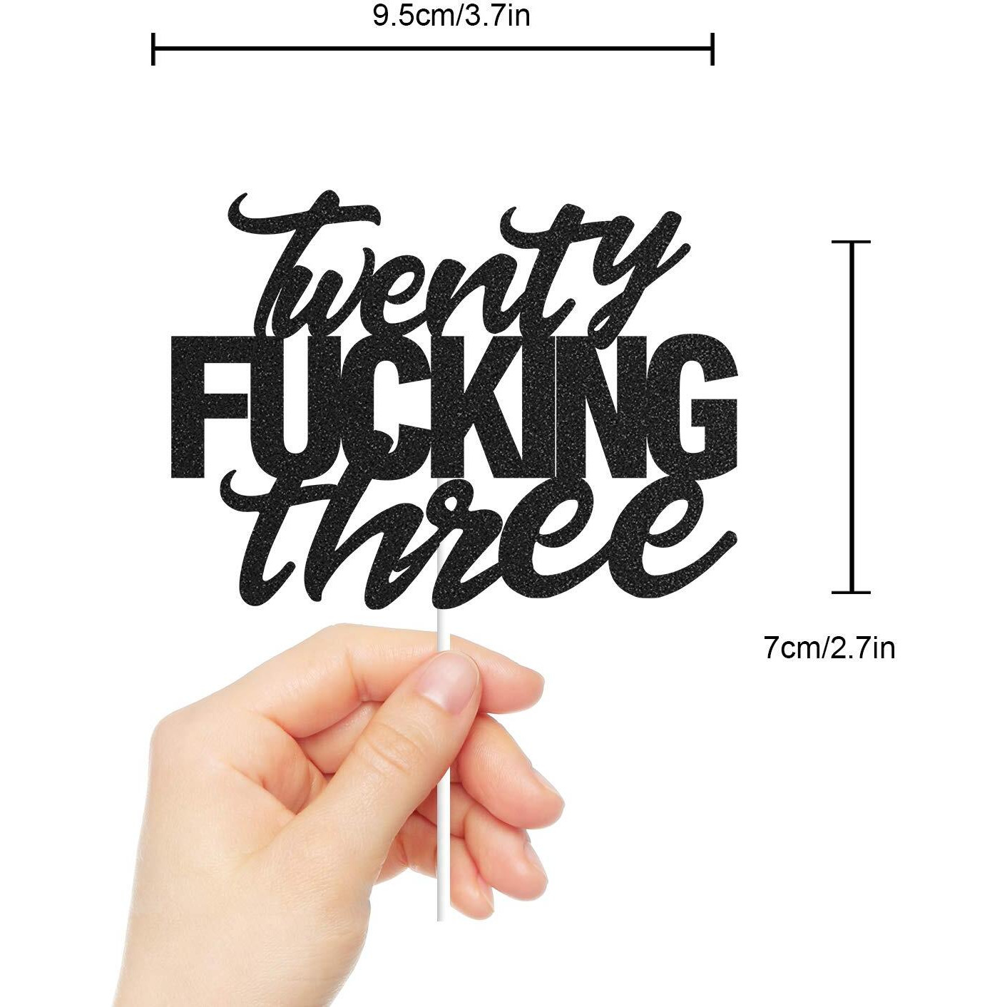 Twenty Three Black Glitter Cake Toppers 23 Years Old 23Rd Birthday Party Decorations Supplies