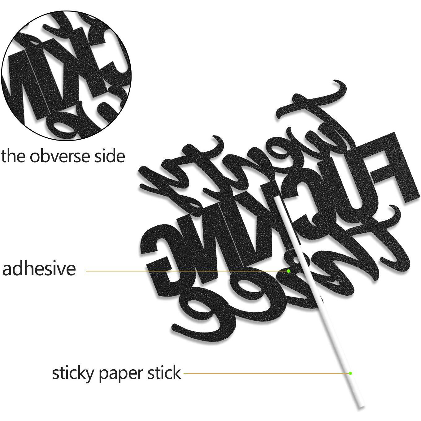 Twenty Three Black Glitter Cake Toppers 23 Years Old 23Rd Birthday Party Decorations Supplies