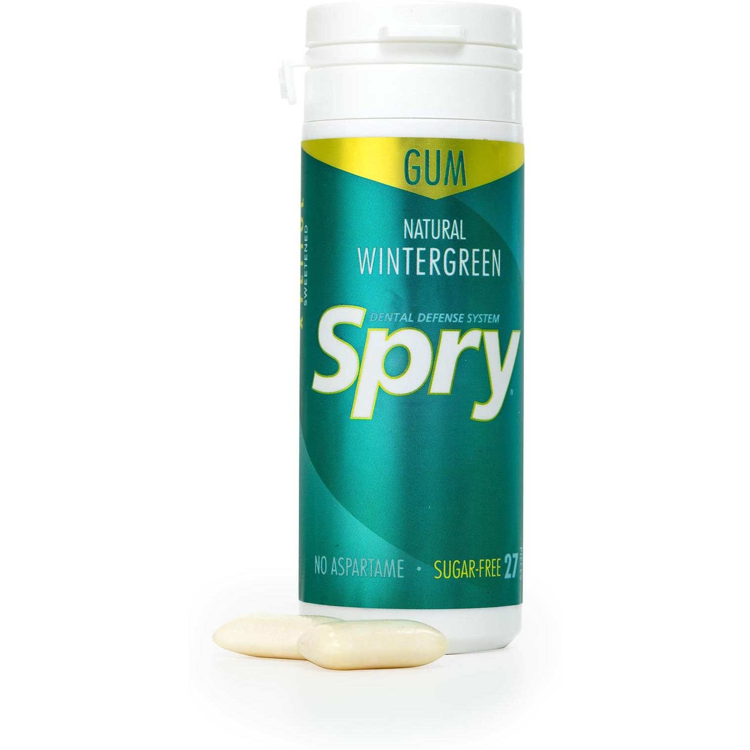 Spry Fresh Natural Xylitol Chewing Gum Dental Defense System Aspartame-Free Sugar Free Gum (Wintergreen, 27 Count - Pack Of 1)