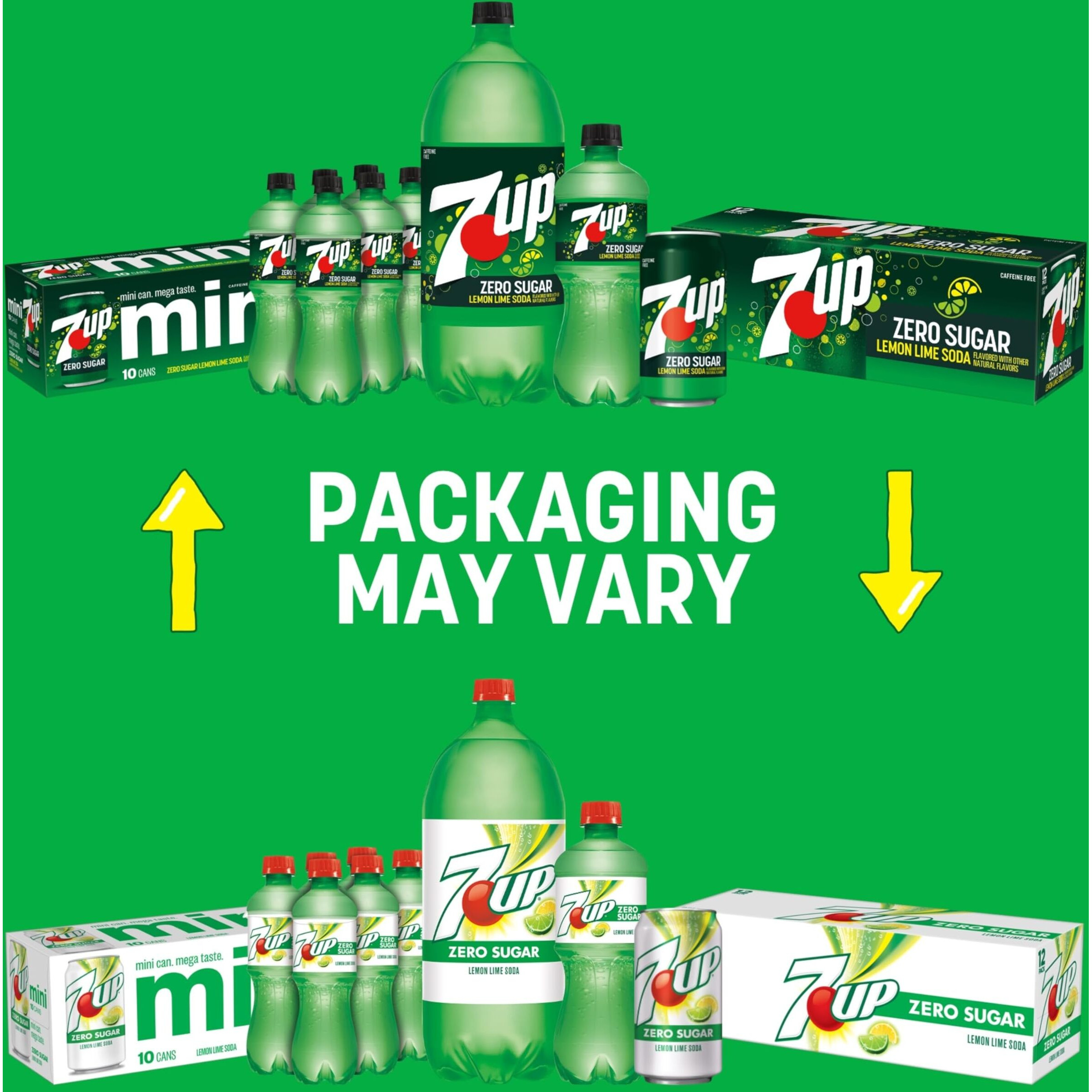Diet 7Up Lemon Lime Soda, Zero Calories And Caffeine Free, 7.5 Fl Oz Mini Cans (Pack Of 6)