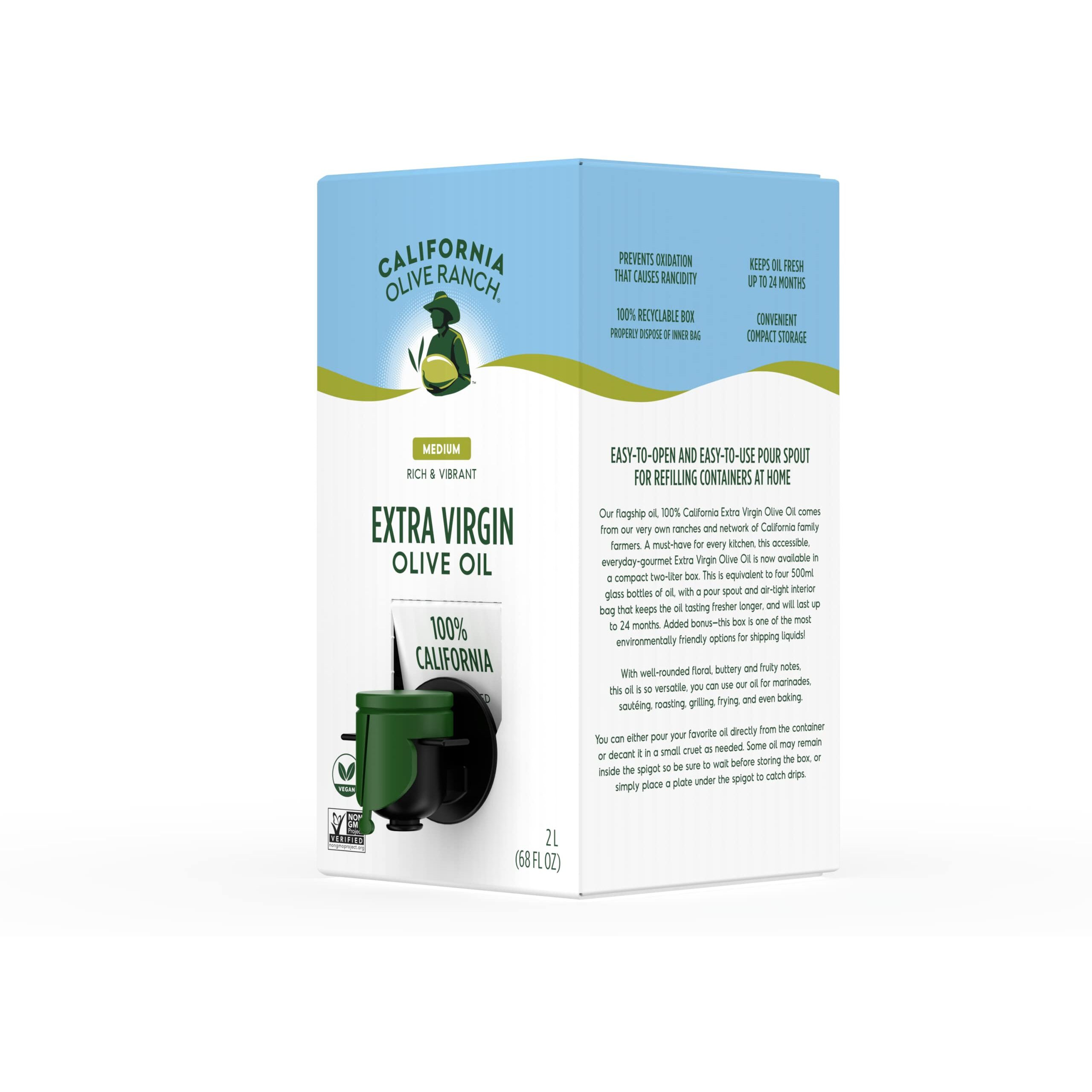 California Olive Ranch, 100% California Bag-In-Box Extra Virgin Olive Oil, 2L (Pack Of 1)