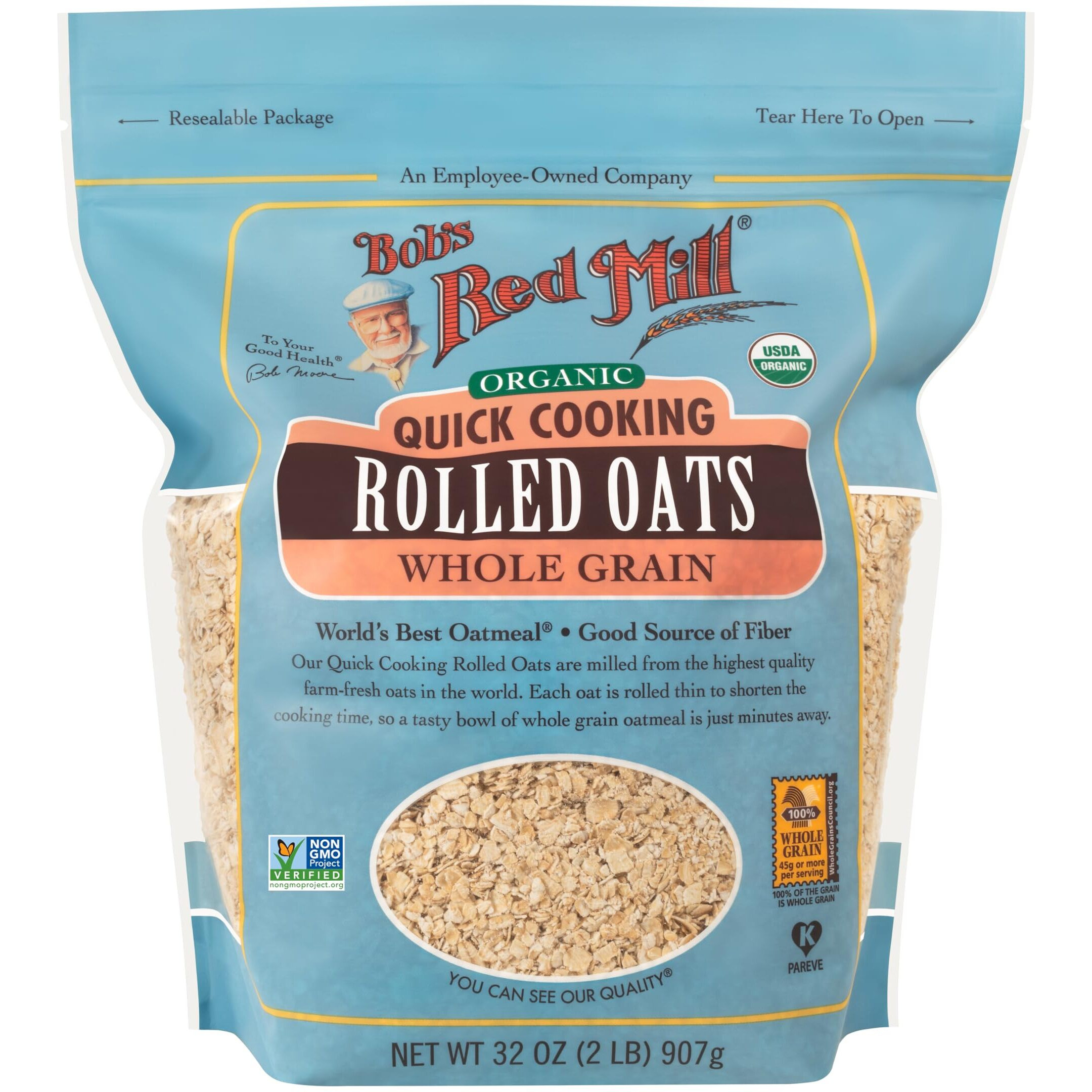 Bob's Red Mill Organic Quick Cooking Rolled Oats - 32 Oz (Pack Of 4)