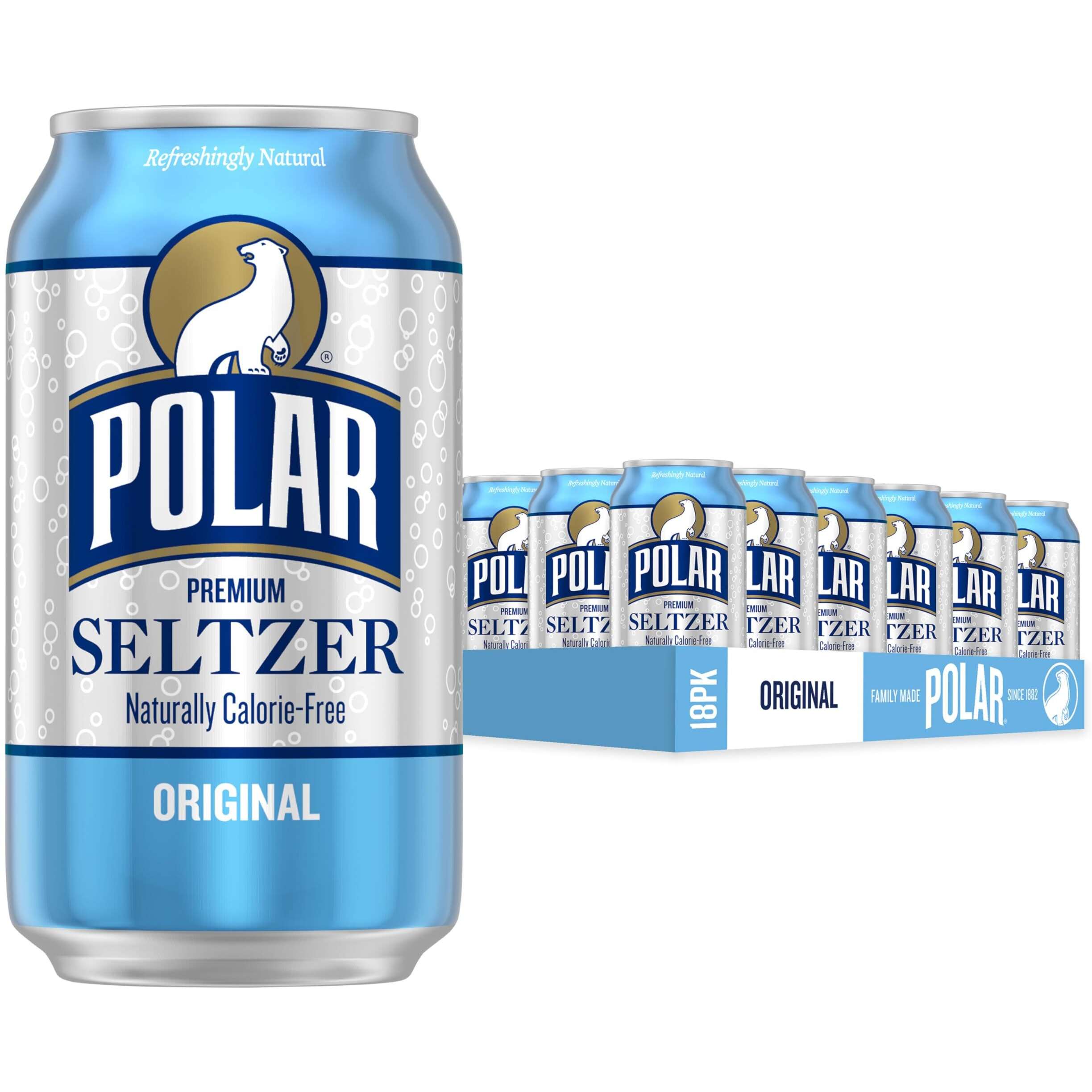 Polar Seltzer Water Original, 12 Fl Oz Cans, 18 Pack