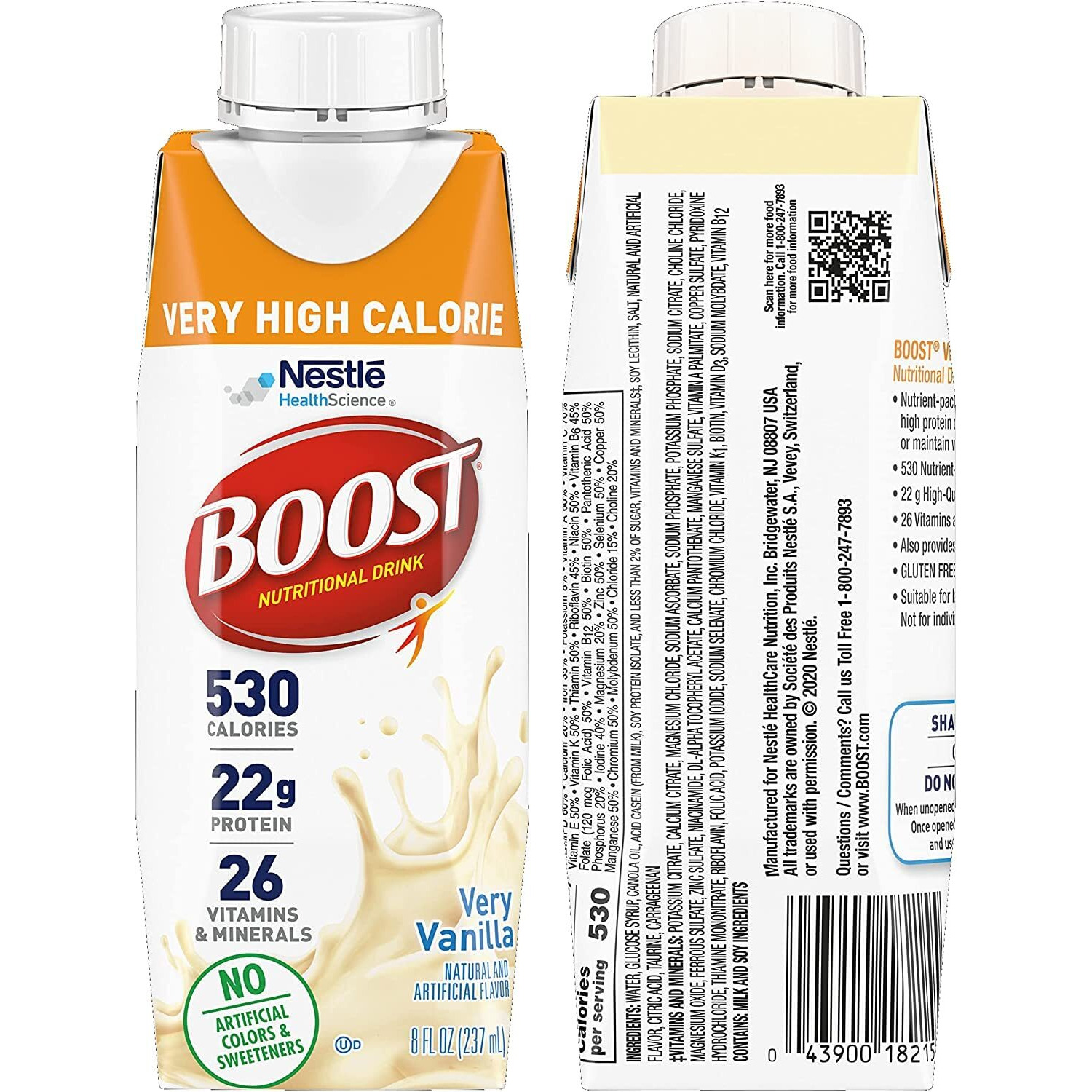 Boost Very High Calorie Nutritional Drink Variety Pack, 4 Bottles Very Vanilla, 4 Bottles Chocolate, 4 Bottles Creamy Strawberry, 8 Fl Oz Bottles, 12 Ct