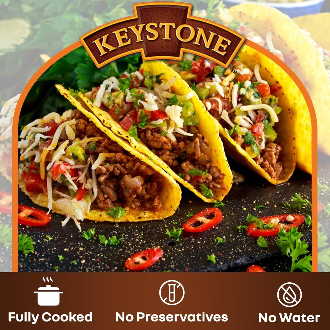 Keystone All Natural Ground Beef 14 Ounce Long Term Emergency Survival Food Canned Meat | Fully Cooked Ready To Eat | Gluten Free Family Pack Of 6