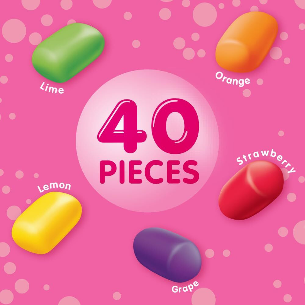 Hubba Bubba Minis Skittles Flavored Sugarfree Bubble Gum, Bulk Gum Bottle 6 Per Pack (Total 240 Pieces)