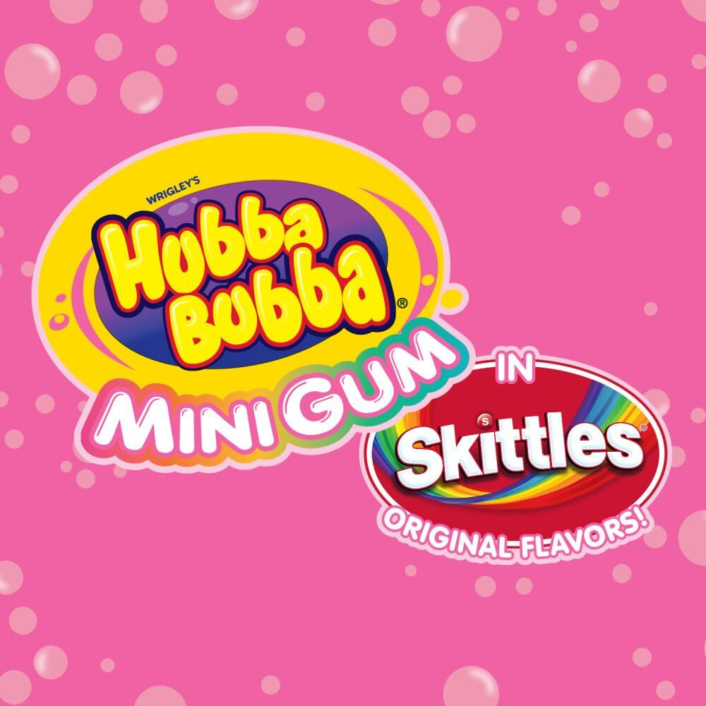 Hubba Bubba Minis Skittles Flavored Sugarfree Bubble Gum, Bulk Gum Bottle 6 Per Pack (Total 240 Pieces)