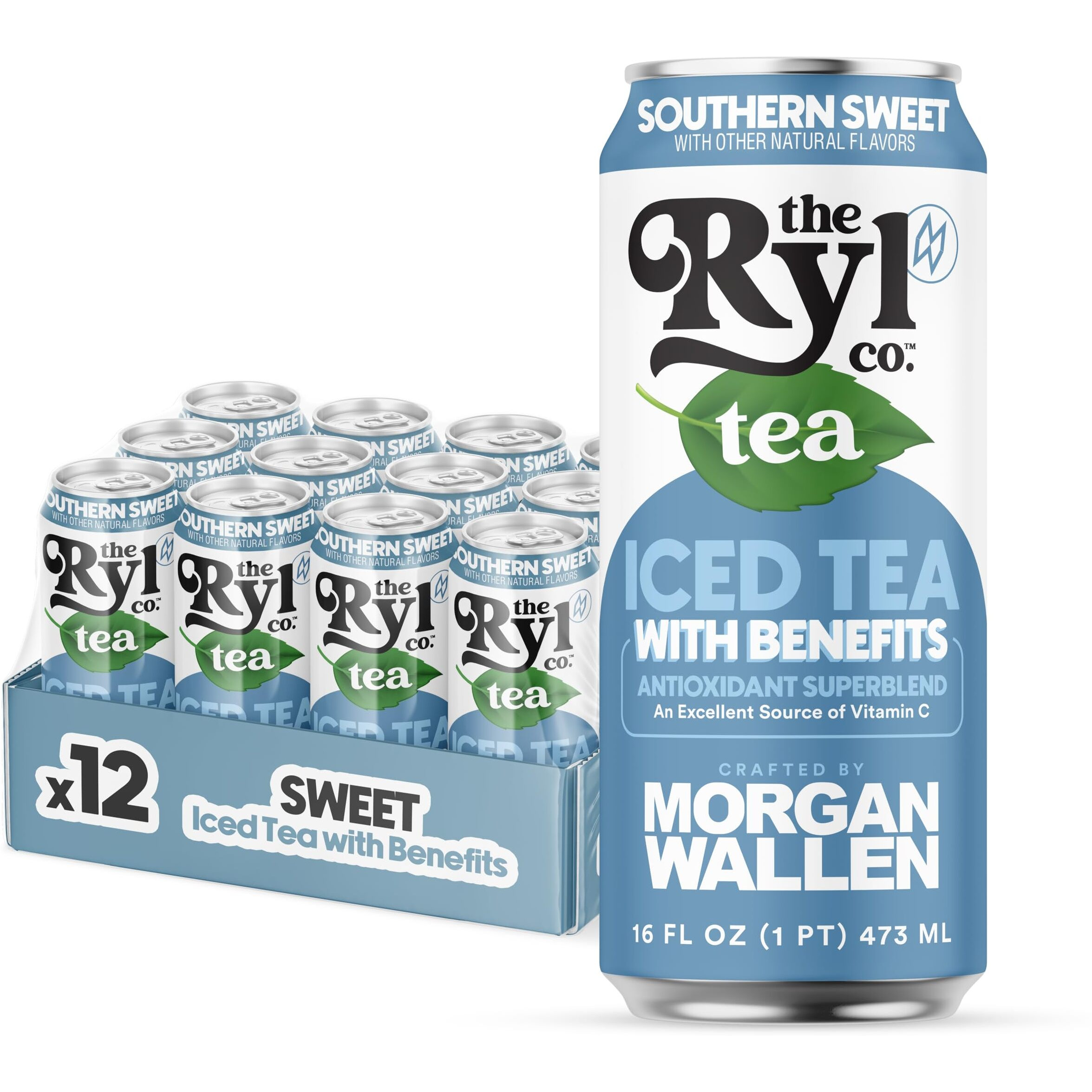 Ryl Iced Tea, Wallen's Sweet, Antioxidant Superblend, Zero Sugar, Low Carb, Low Calorie Iced Tea, 16.0 Fl Oz (12-Pack)