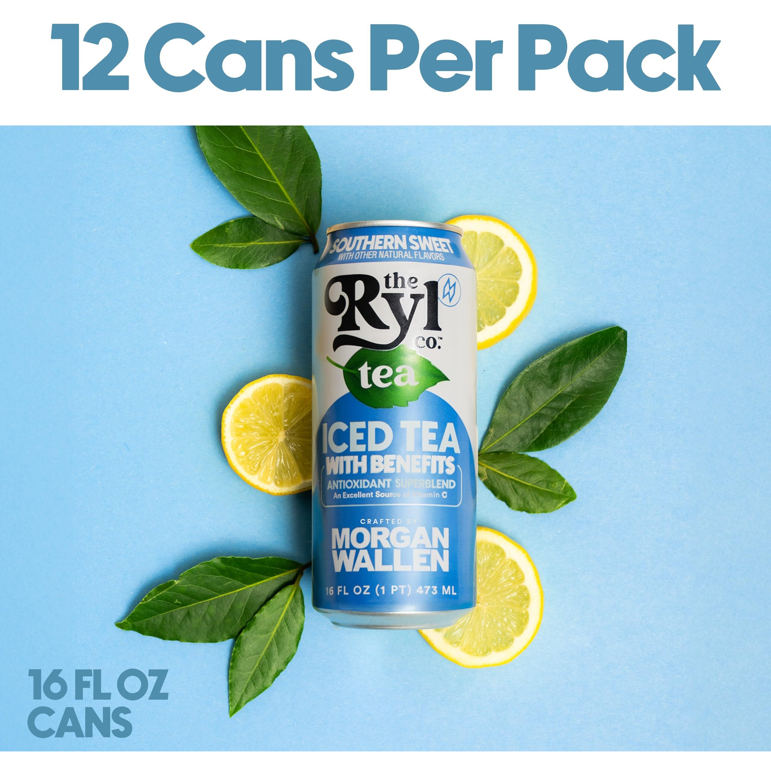 Ryl Iced Tea, Wallen's Sweet, Antioxidant Superblend, Zero Sugar, Low Carb, Low Calorie Iced Tea, 16.0 Fl Oz (12-Pack)