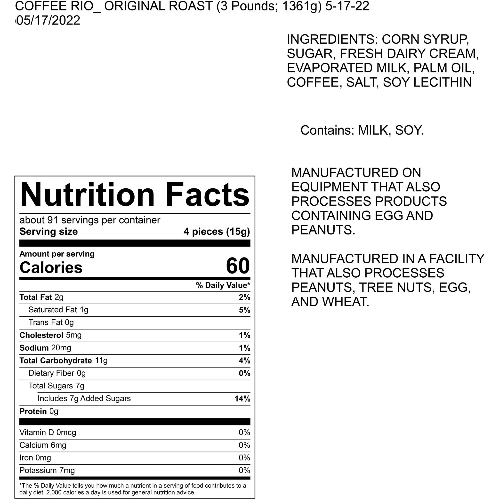 Coffee Rio Bulk Candy, 3 Pound Bag Individually Wrapped Coffee Candy, Kosher Candy (Coffee Caramels)