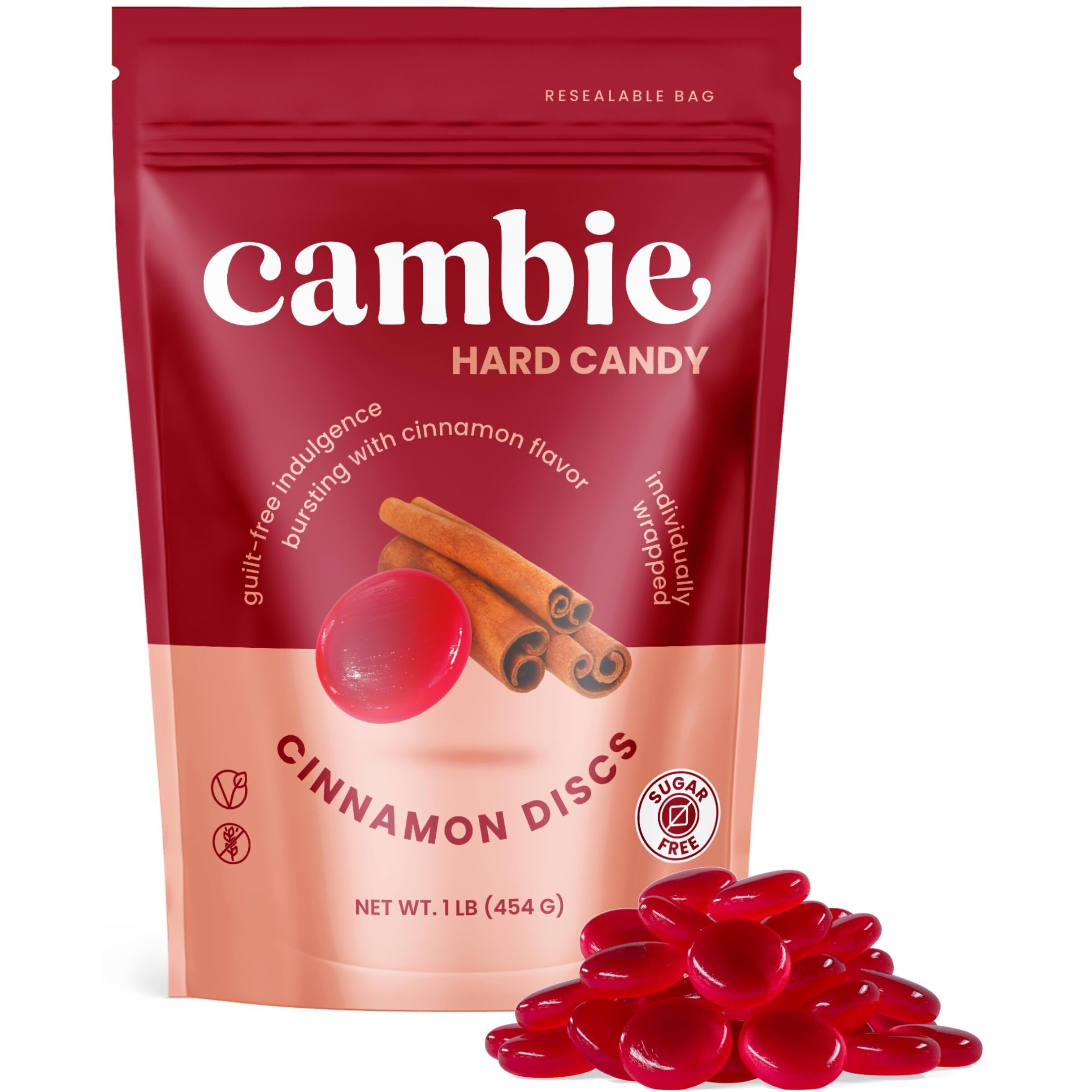 Sugar Free Cinnamon Discs By Cambie, 1 Lb Of Cinnamon Flavored Sugar Free Candy, Keto Friendly Candy, 1 Lb