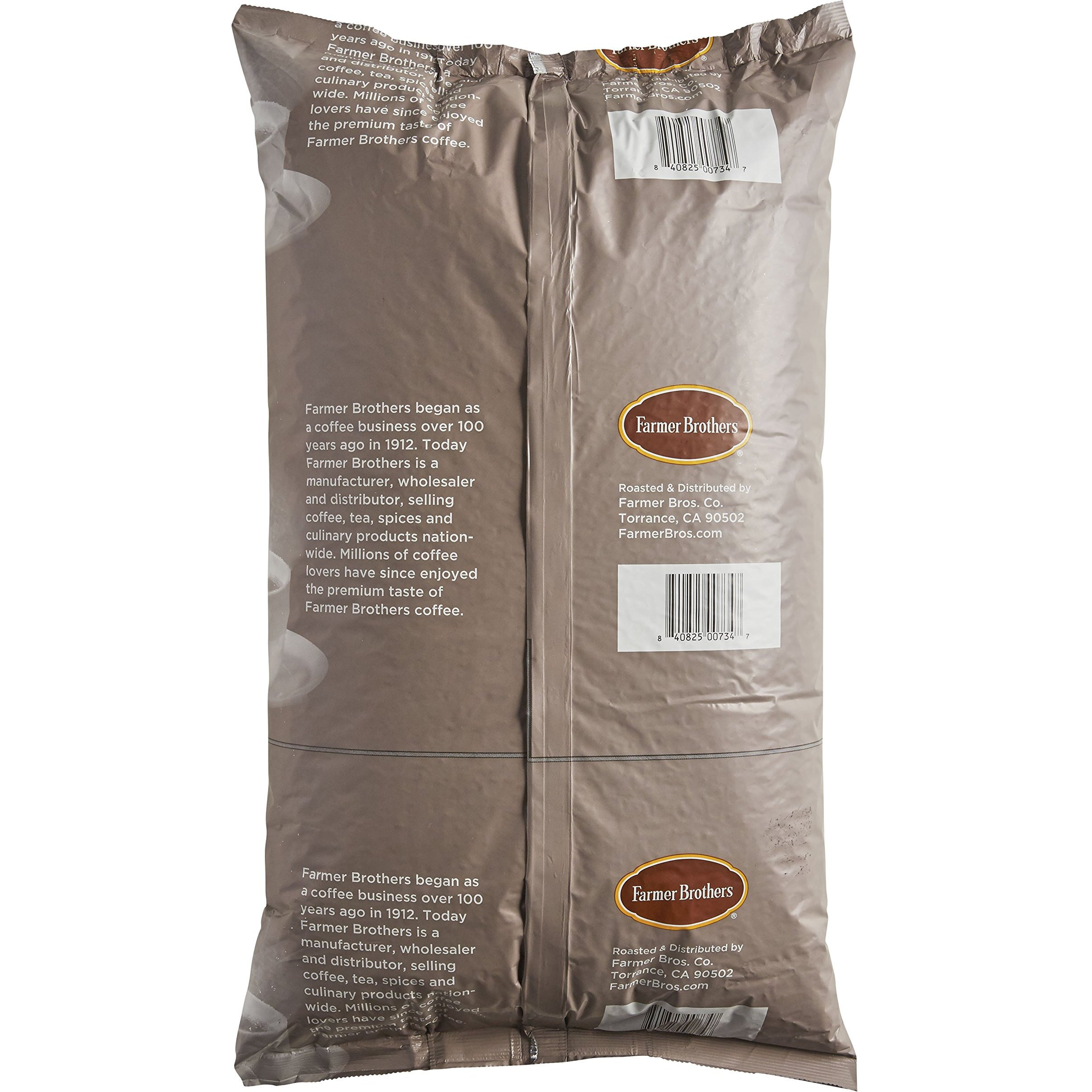 Farmer Brothers Coffee - Whole Bean Medium Roast 100% Colombian 5 Lb Bag (Bulk 6 Pack)
