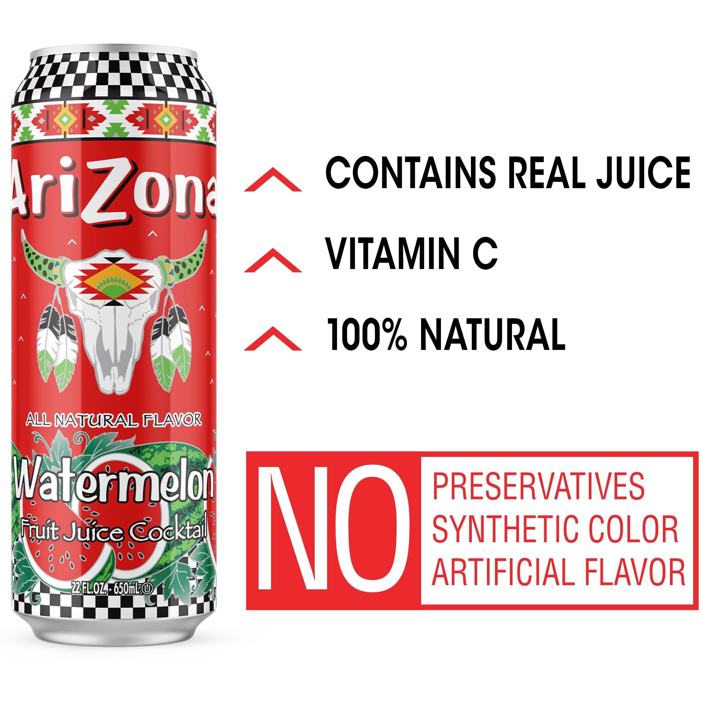 Arizona Watermelon Juice Cocktail - Big Can, 22 Fl Oz (Pack Of 24)
