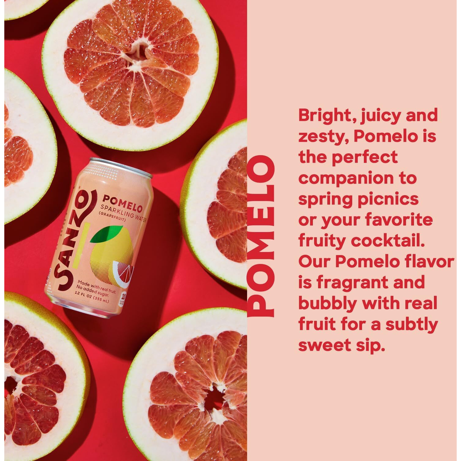 Sanzo Flavored Sparkling Water Variety 12-Pack - Lychee (Berry), Yuzu (Lemon), Pomelo (Grapefruit), Calamansi (Lime), & Mango (Alphonso) - Made With Real Fruit, No Added & Gluten Free - 12 Fl Oz