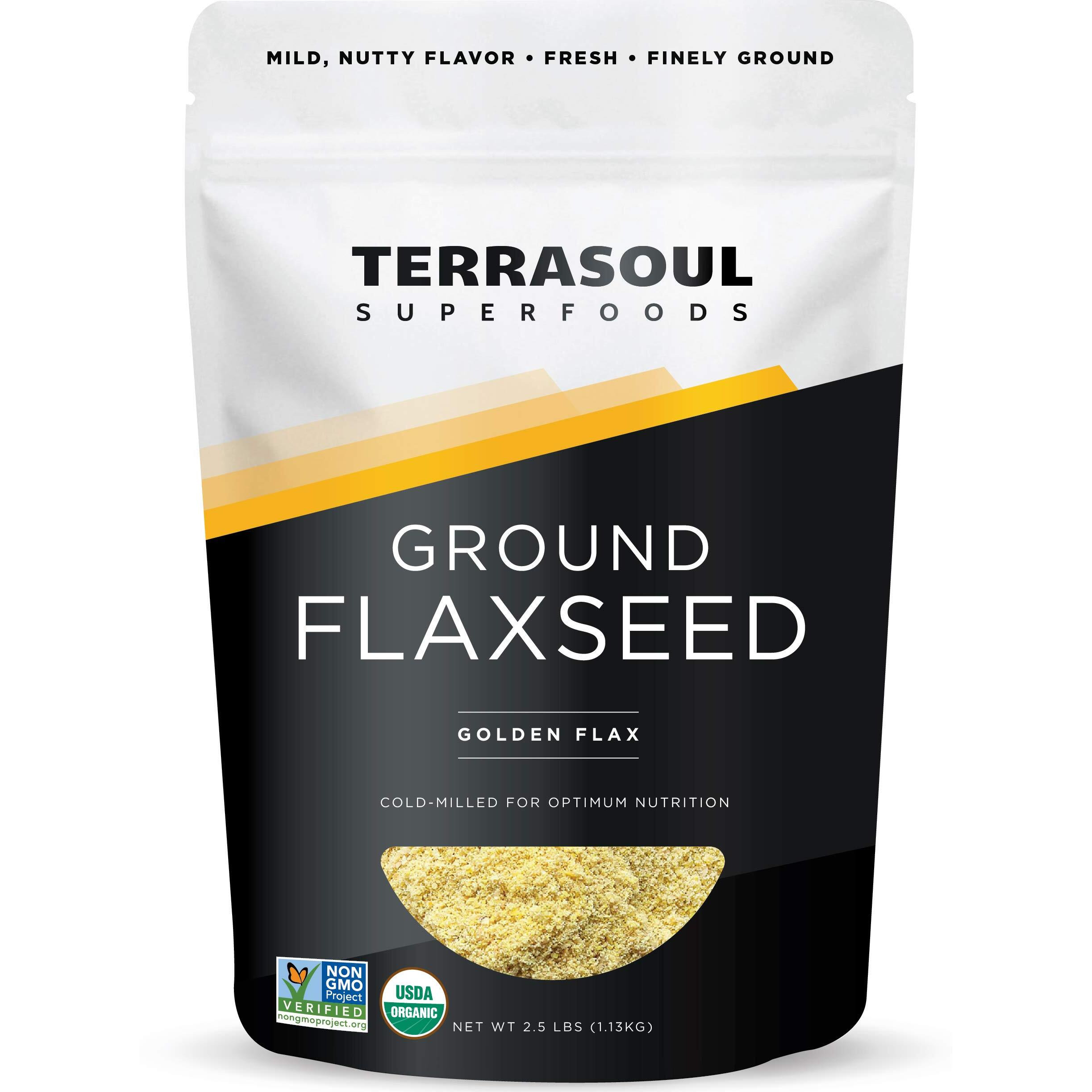 Terrasoul Superfoods Organic Ground Flax Seeds, 2.5 Pound - Finely Ground | Smooth Texture | Golden Flax