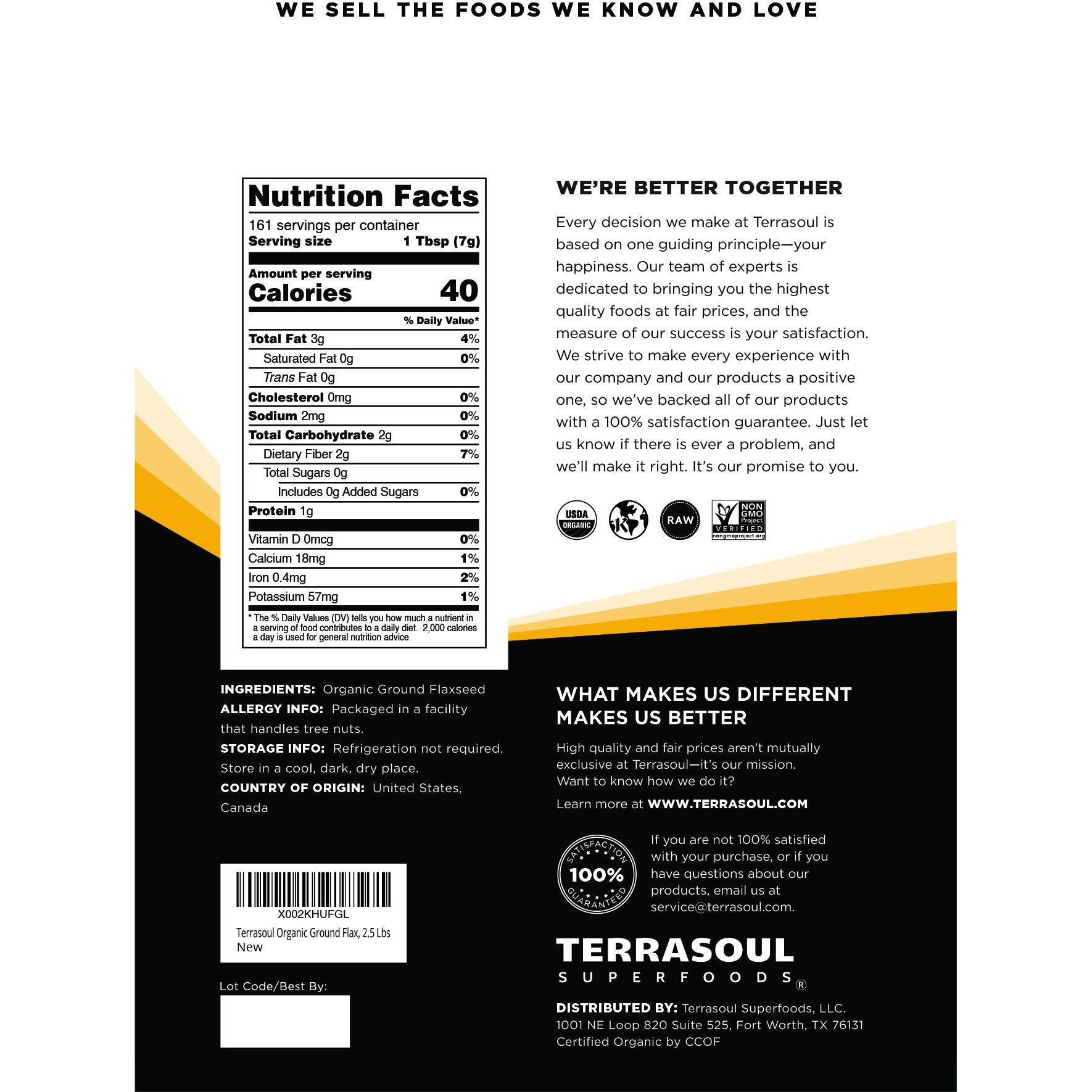 Terrasoul Superfoods Organic Ground Flax Seeds, 2.5 Pound - Finely Ground | Smooth Texture | Golden Flax