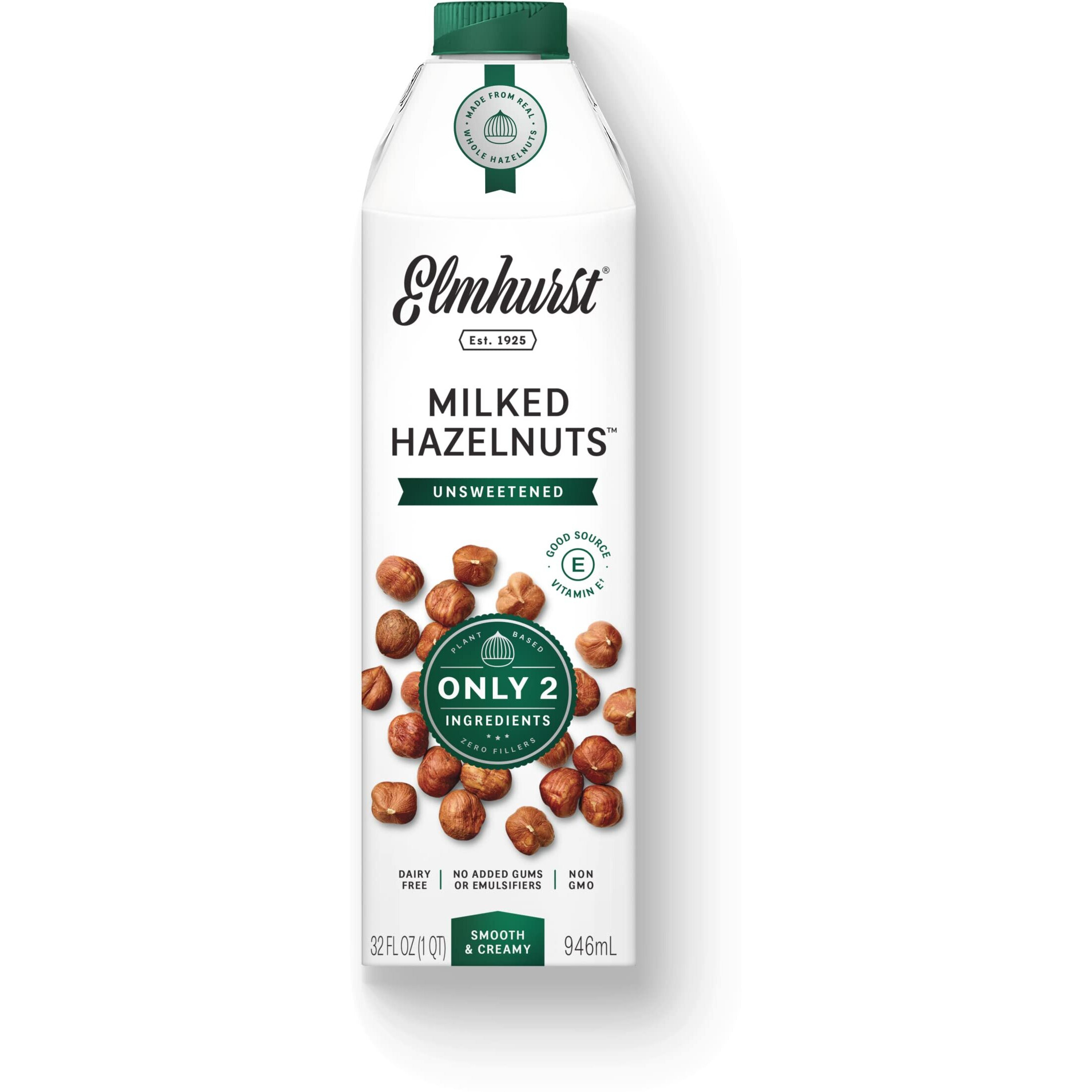 Elmhurst 1925 Milked Hazelnuts Unsweetened Hazelnut Milk, 32 Ounce (Pack Of 6)