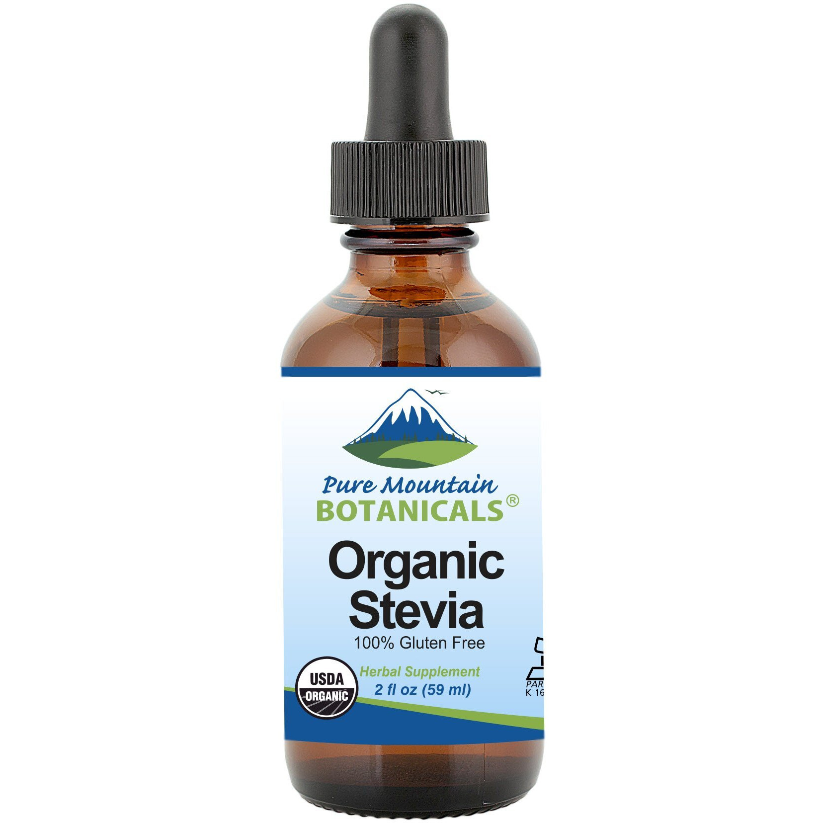 Organic Liquid Stevia Sweetener - Alcohol Free And Kosher Sweet Sugar Substitute Drops - 2Oz Glass Bottle