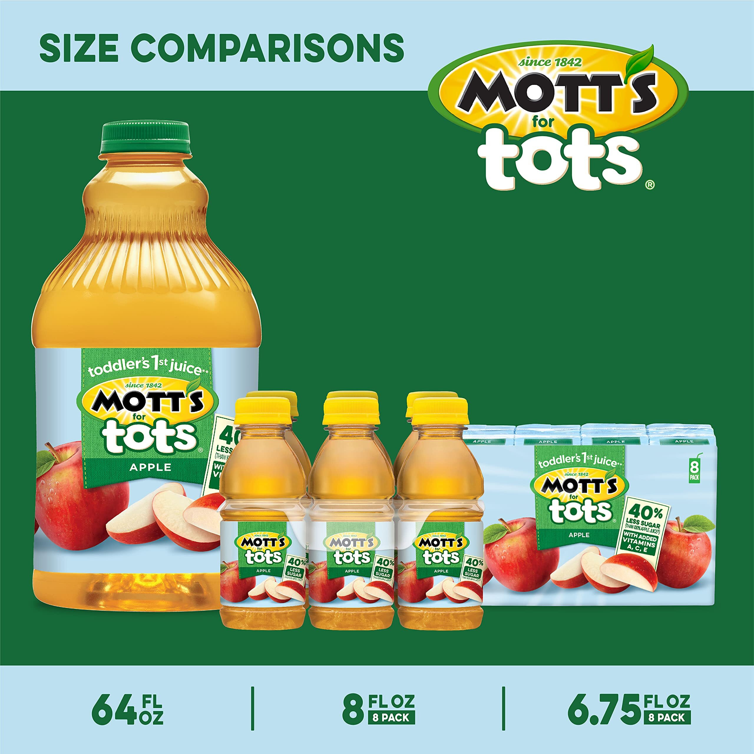 Mott's For Tots Apple, 64 Fl Oz Bottle, Juice With Purified Water, Good Source Of Vitamin C, 40% Less Sugar Than 100% Apple Juice, No Artificial Sweeteners
