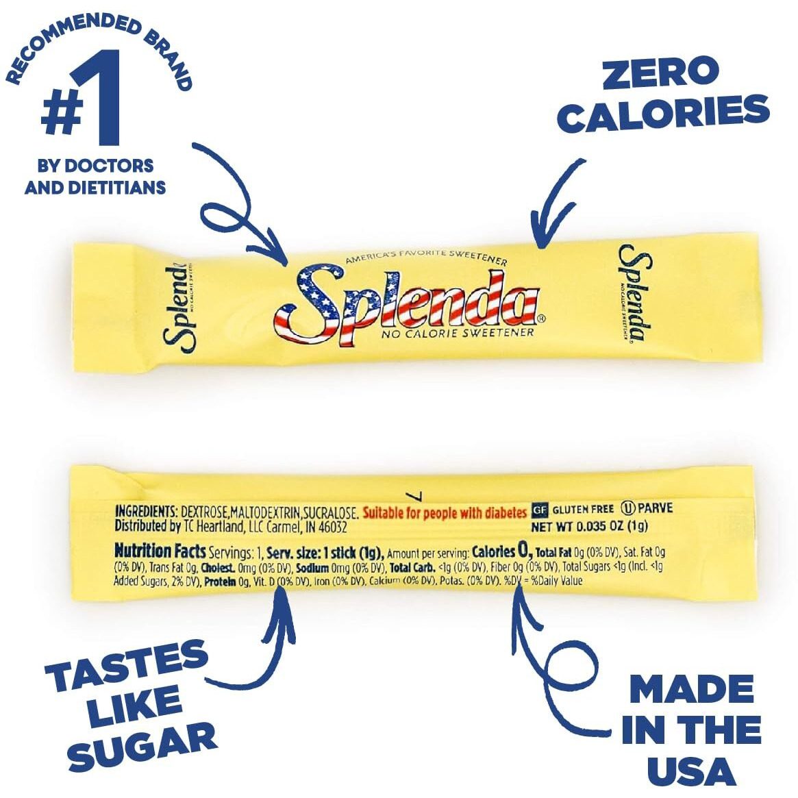 Splenda Zero Calorie Sweetener Cafe Stick, 2000 Count Stick Packets