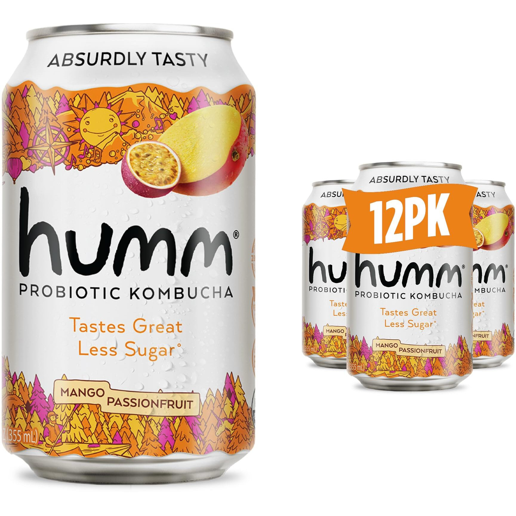 Humm Kombucha Mango Passionfruit, Organic, Vegan & Gmo Free (12 Pack)