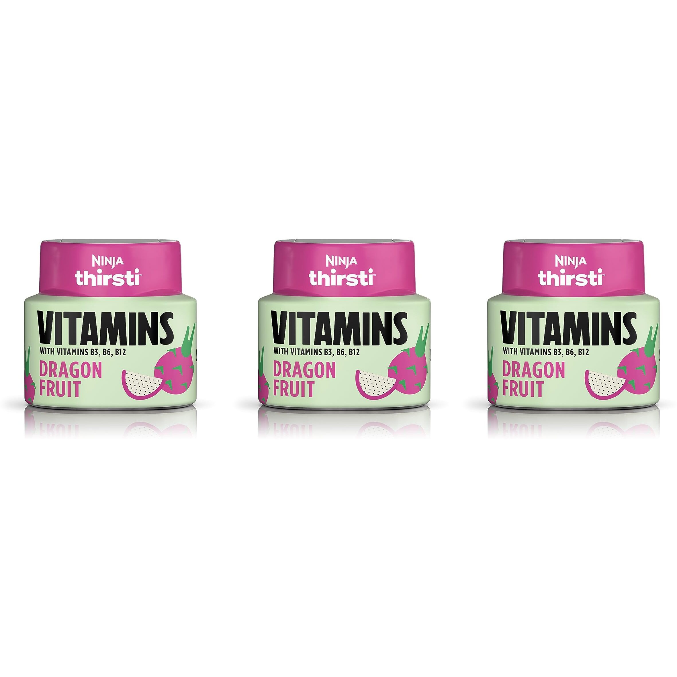 Ninja Thirsti Flavored Water Drops, Vitamins With Vitamins B3, B6, B12, Dragon Fruit, 3 Pack, Zero Calories, Zero Sugar, 2.07 Fl Oz, Makes 17, 12Oz Drinks, Wcfdgftam