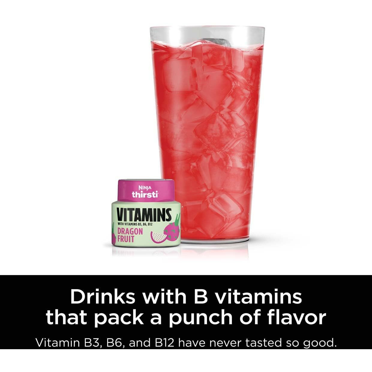 Ninja Thirsti Flavored Water Drops, Vitamins With Vitamins B3, B6, B12, Dragon Fruit, 3 Pack, Zero Calories, Zero Sugar, 2.07 Fl Oz, Makes 17, 12Oz Drinks, Wcfdgftam