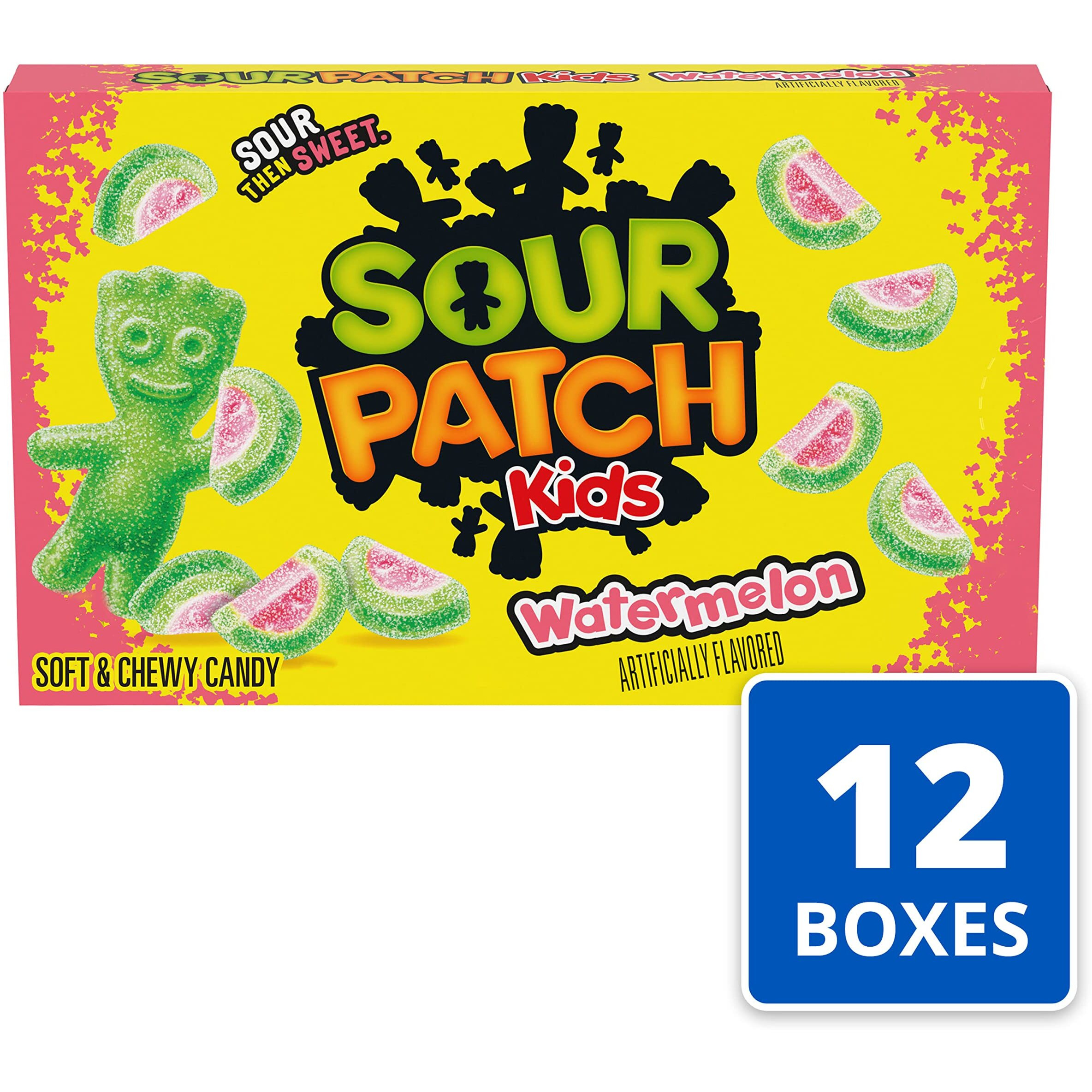 Sour Patch Kids Watermelon Soft & Chewy Candy, Halloween Candy, 12 - 3.5 Oz Boxes
