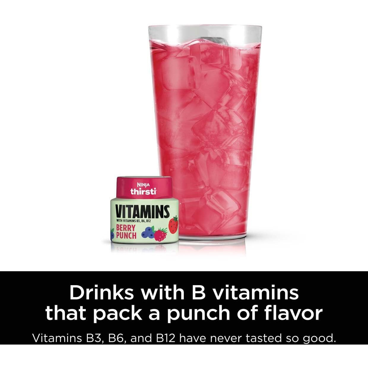 Ninja Thirsti Flavored Water Drops, Vitamins With Vitamins B3, B6, B12, Berry Punch, 3 Pack, Zero Calories, Zero Sugar, 2.07 Fl Oz, Makes 17, 12Oz Drinks, Wcfbrpnam