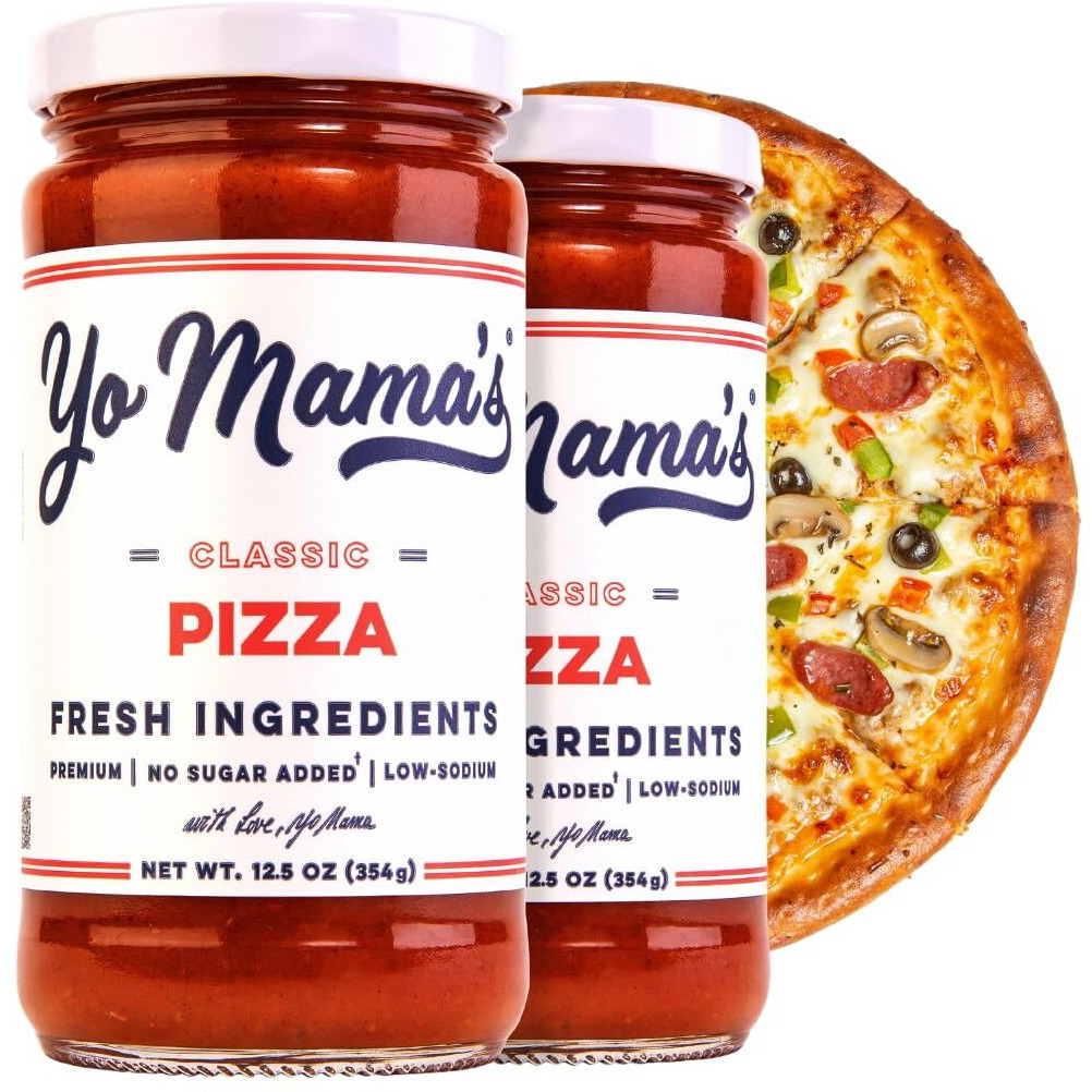 Yo Mama's Foods Keto Classic Pizza Sauce - Pack Of (2) - Vegan, No Sugar Added, Low Carb, Low Sodium, Gluten Free, Paleo, And Made With Fresh Non-Gmo Tomatoes