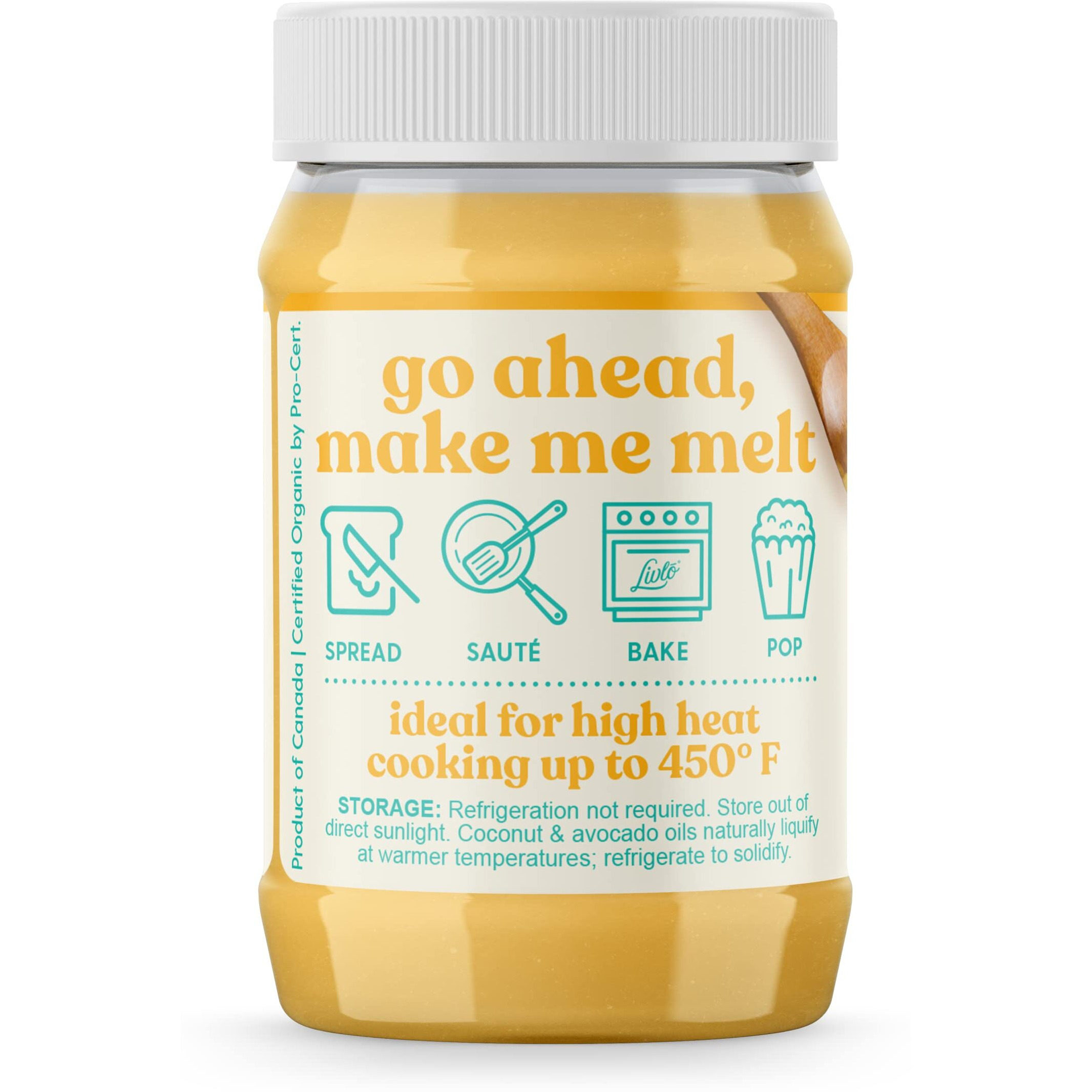 Livlo Organic Vegan Ghee - Plant Based Butter - No Refrigeration Necessary - Dairy Free, Soy Free, Gluten Free Substitute To Ghee And Butter - 14 Oz.