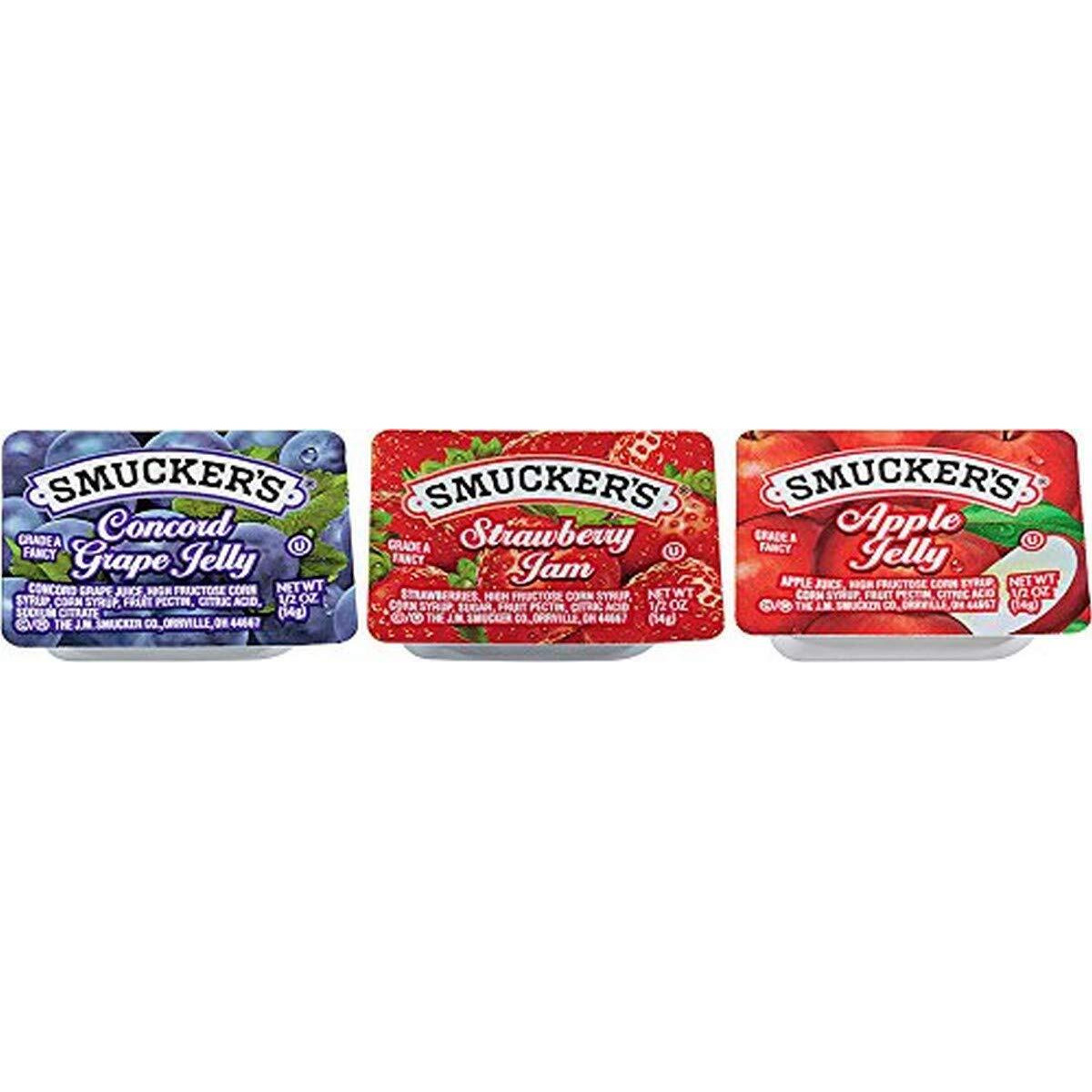 Smucker's Grape Jelly, Apple & Mixed Fruit, 0.5 Ounce (Pack Of 200)