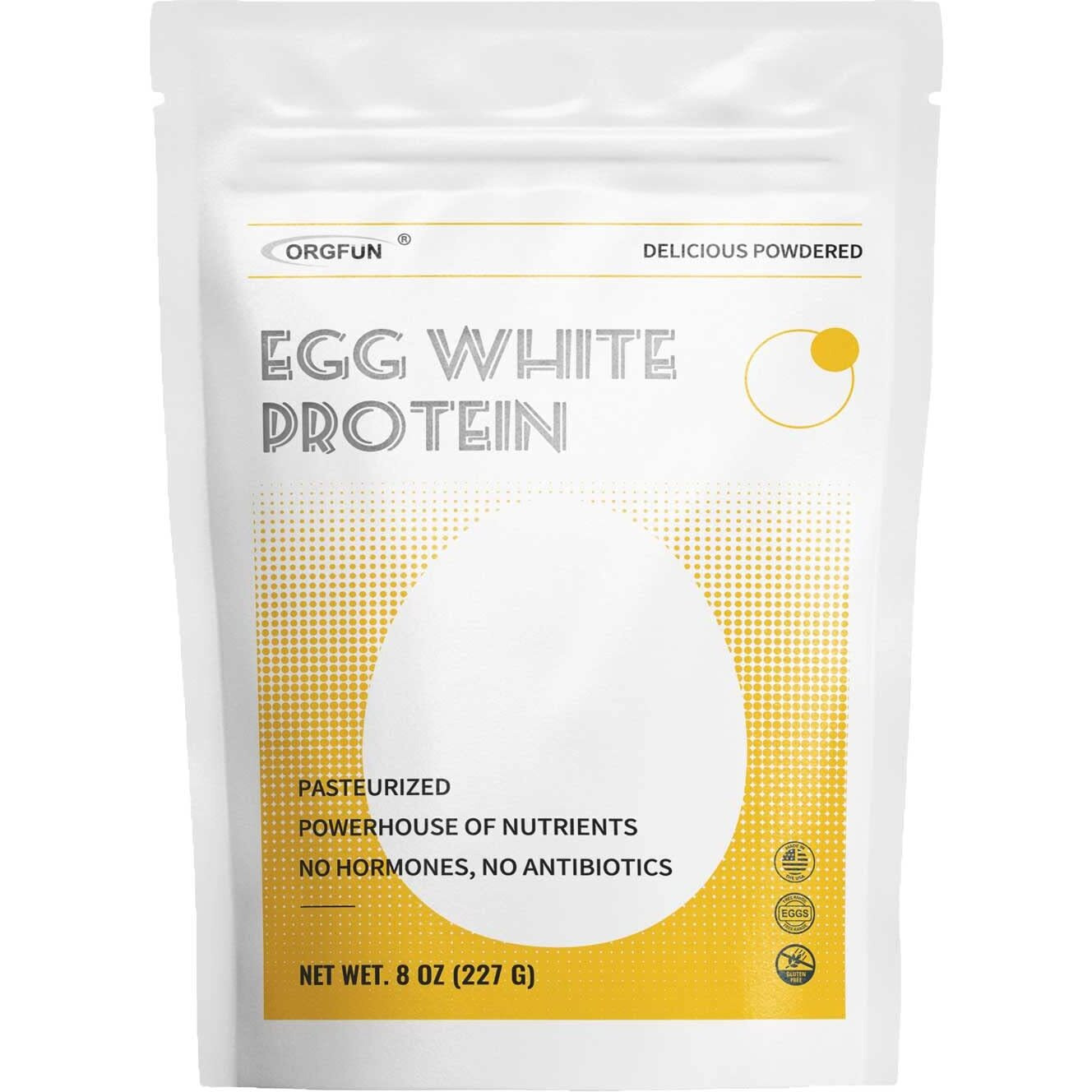 Orgfun Egg White Powder 8 Oz, Pasteurized Egg White Powder, Gluten-Free, Non-Gmo, Made In Usa Great For Scrambled Egg Whites