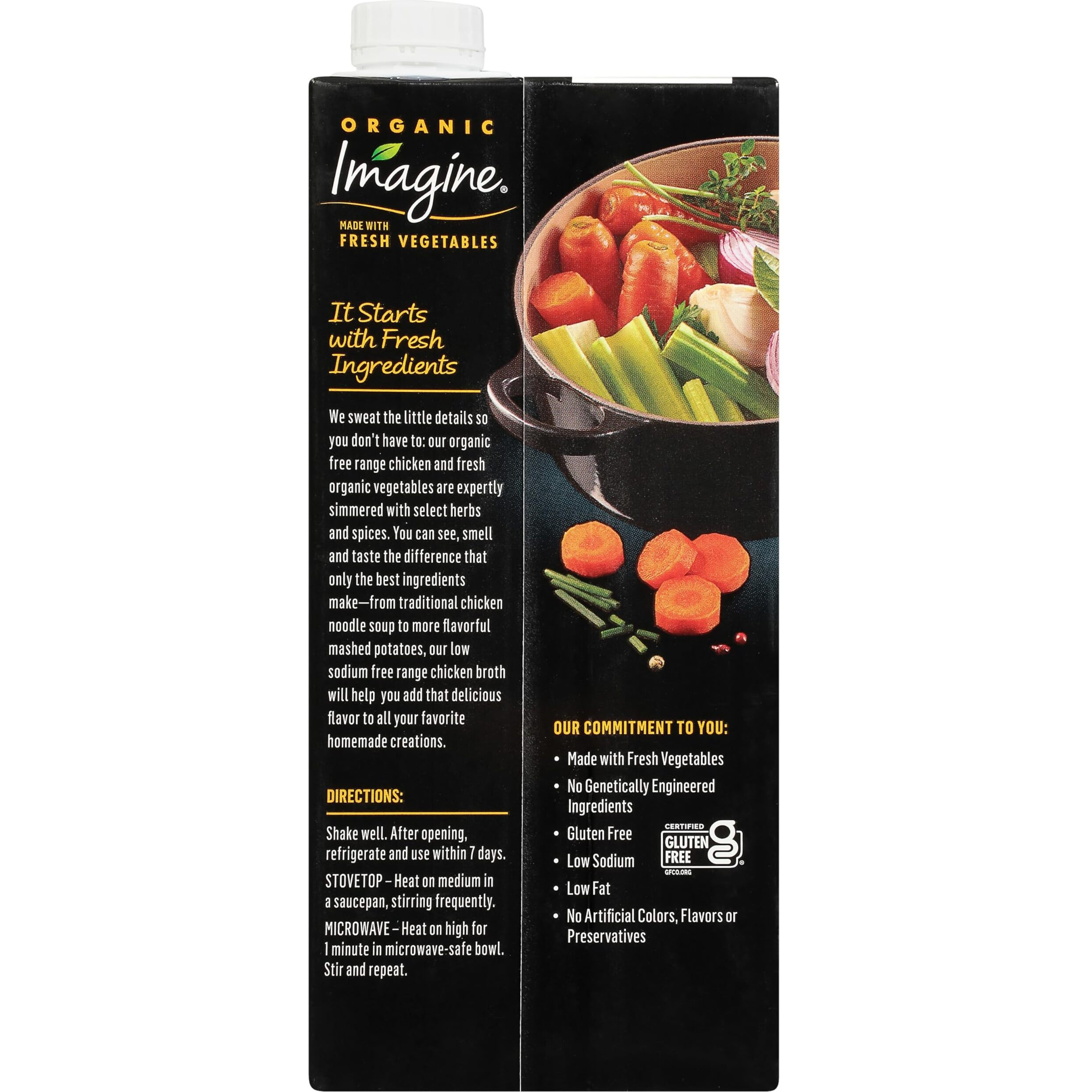 Imagine Organic Low Sodium Free Range Chicken Broth, 32 Fl Oz (Pack Of 6)