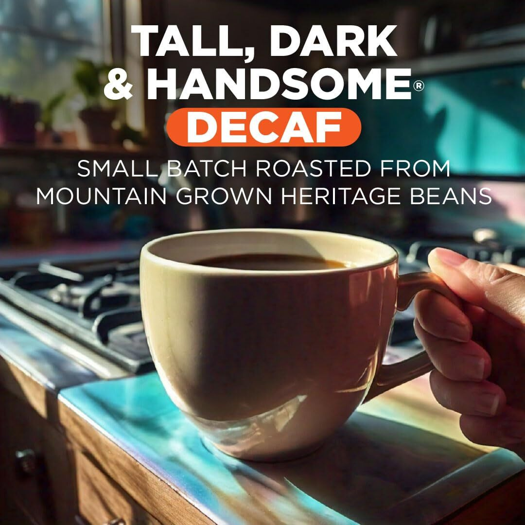 Maud's Dark Roast Decaf Instant Coffee Packets Single Serve, 26 Ct | Decaffinated Tall Dark & Handsome | 100% Arabica Dark Roast Coffee Solar Energy Produced | Instant Coffee Powder Travel Packs