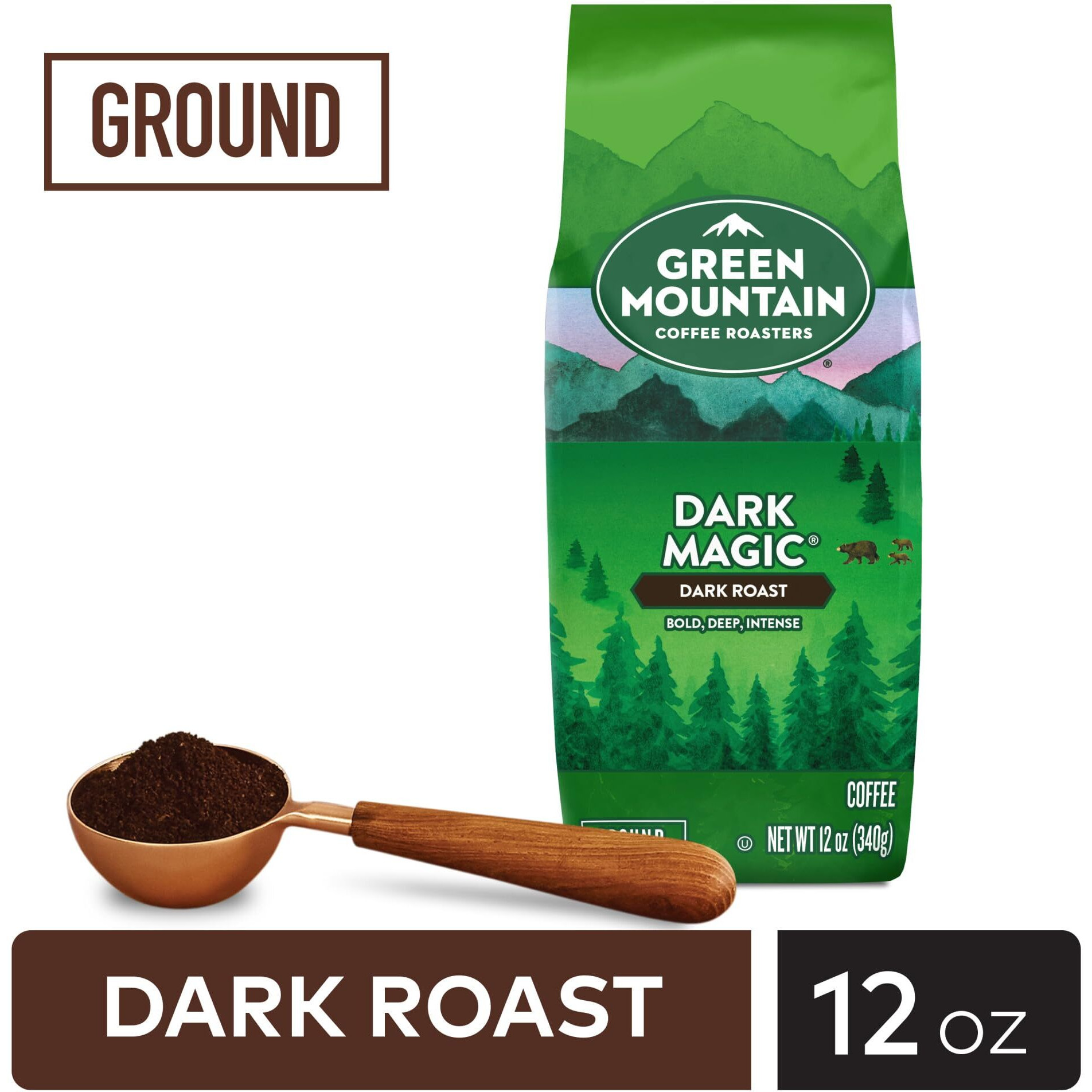 Green Mountain Coffee Roasters, Dark Magic, Ground Coffee, Dark Roast, Bagged 12Oz.