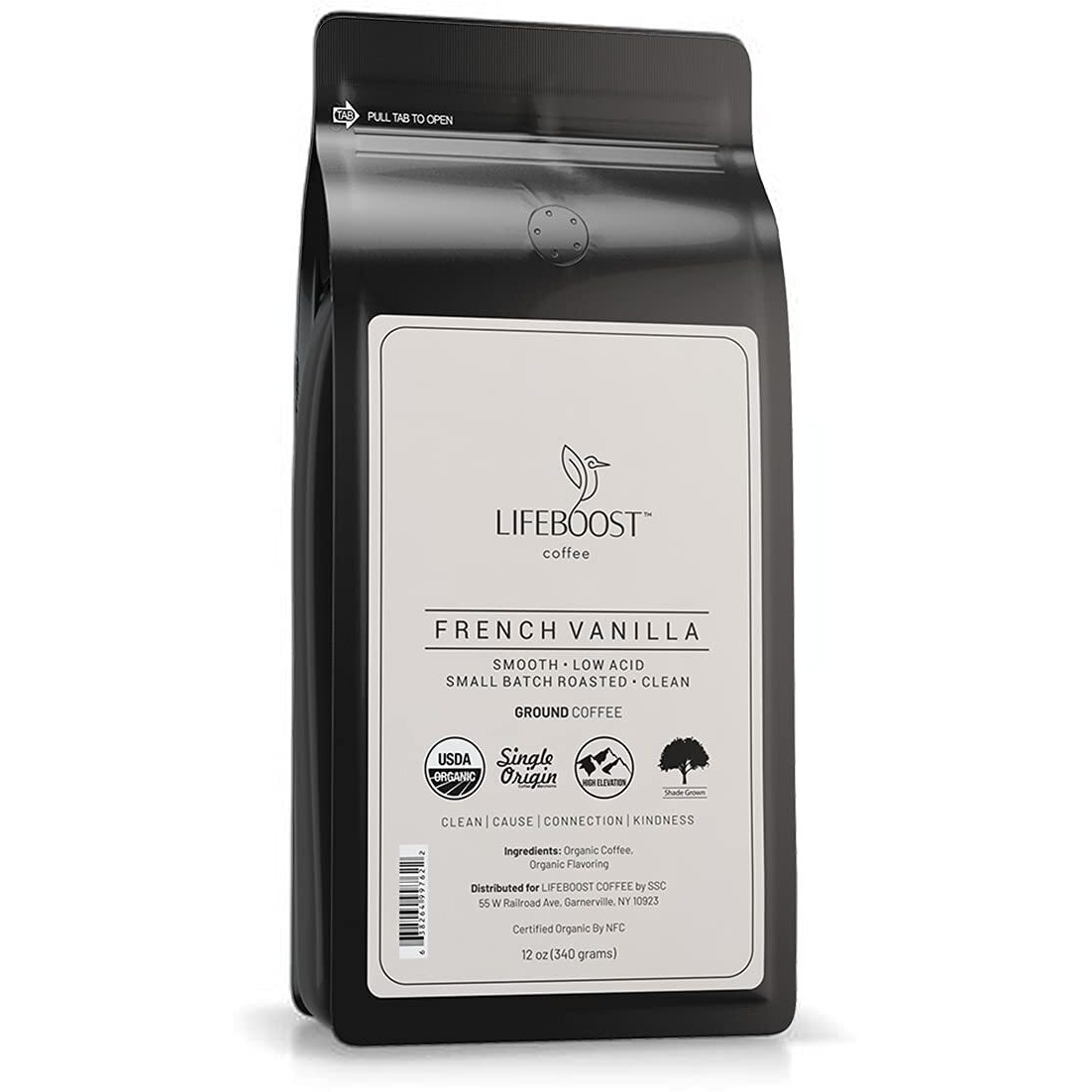 Lifeboost Coffee French Vanilla Ground Coffee - Low Acid Single Origin Usda Organic Coffee - Non-Gmo Ground Coffee Beans Third Party Tested For Mycotoxins & Pesticides - 12 Ounces