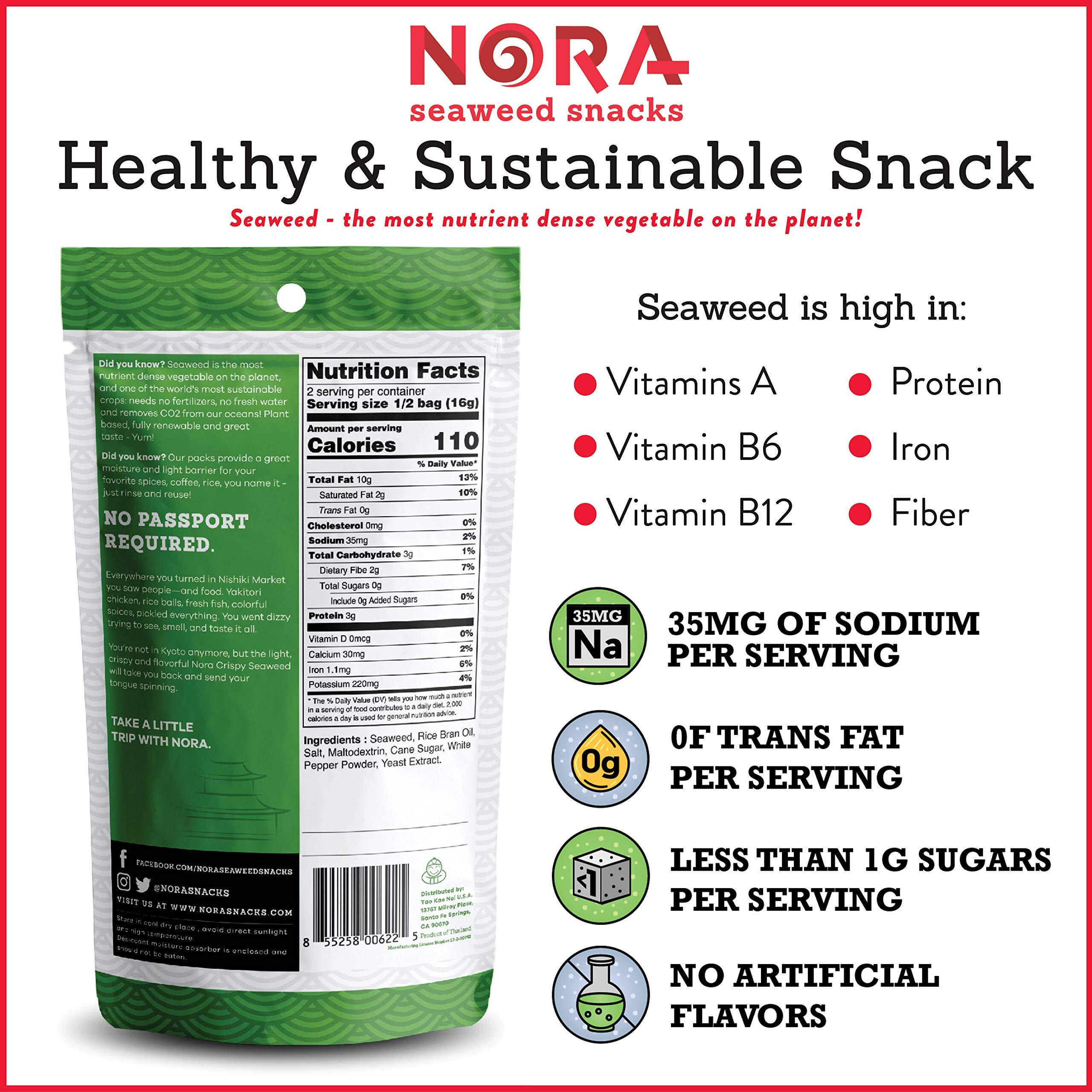 Original Crispy Seaweed Snacks By Nora, Low-Carb Healthy Snacks For Adults, Thick Nori Sheets Snack Strips, Asian Snacks, Vegan, Gluten-Free, Non-Gmo, 12-Pack