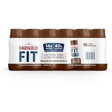 Darigold Fit High Protein Milk 2 Percent Low Fat Milk - Lactose Free, Ultra Pasteurized Milk 2 Percent- 14G Protein, 40% Less Sugar - 8Oz, 18 Pack (Chocolate Milk)
