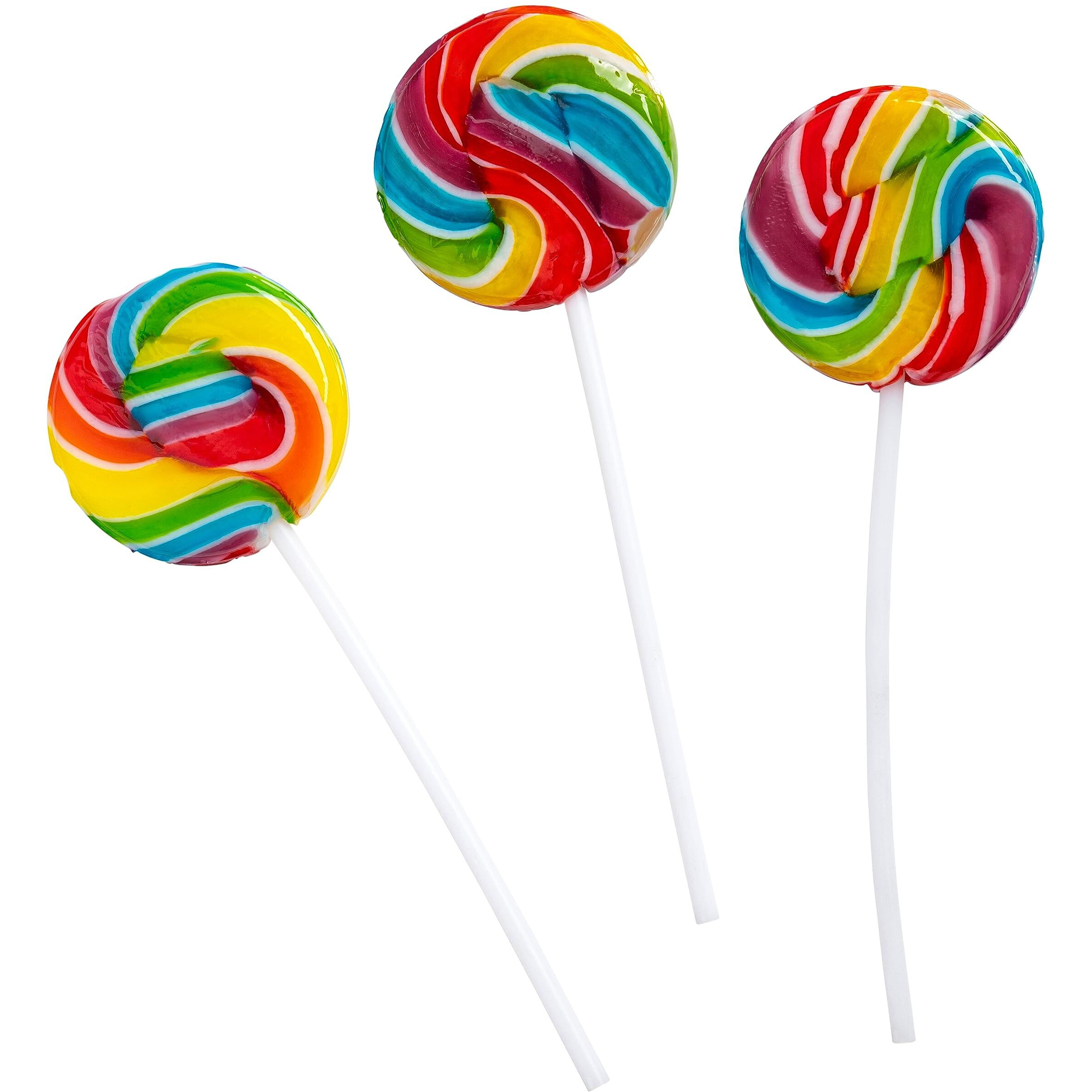 24 Circus Rainbow Lollipops Individually Wrapped, Bursting With Fruity Flavor, Great Swirl Lollipops For Kids Birthday Parties, Party Favor Candy And Cake Toppers, By 4Yoreelves (Pack Of 24)