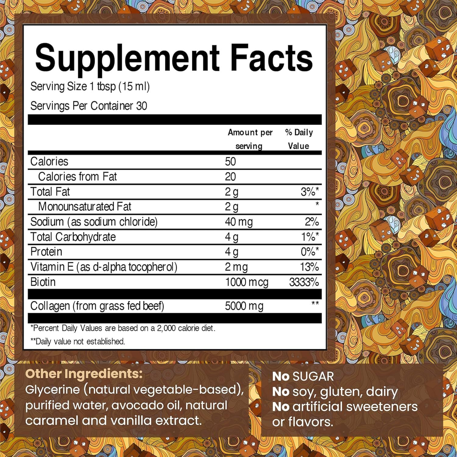 Owl & Ox Collagen Coffee Creamer With Biotin Healthy Hair, Skin And Nails | Liquid Blend, Gluten Free, Sugar Free, Dairy Free, & Keto Friendly | Salted Caramel | 30 Servings