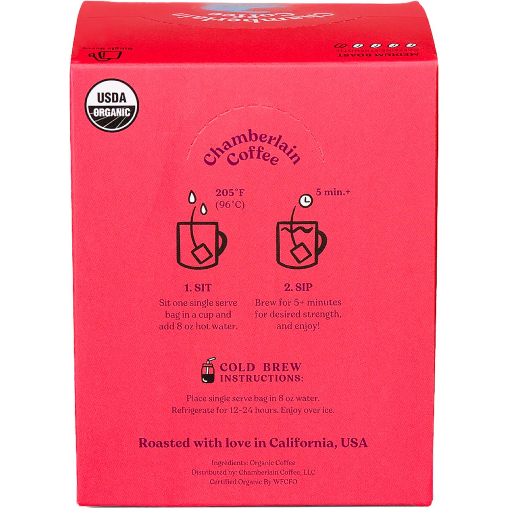 Chamberlain Coffee Social Dog Blend Cold Brew Singles - Full Bodied, Medium Roast Organic Coffee Single Serve Bags With Notes Of Sweet Milk Chocolate, Roasted Peanuts, Velvety Brown Sugar & Graham