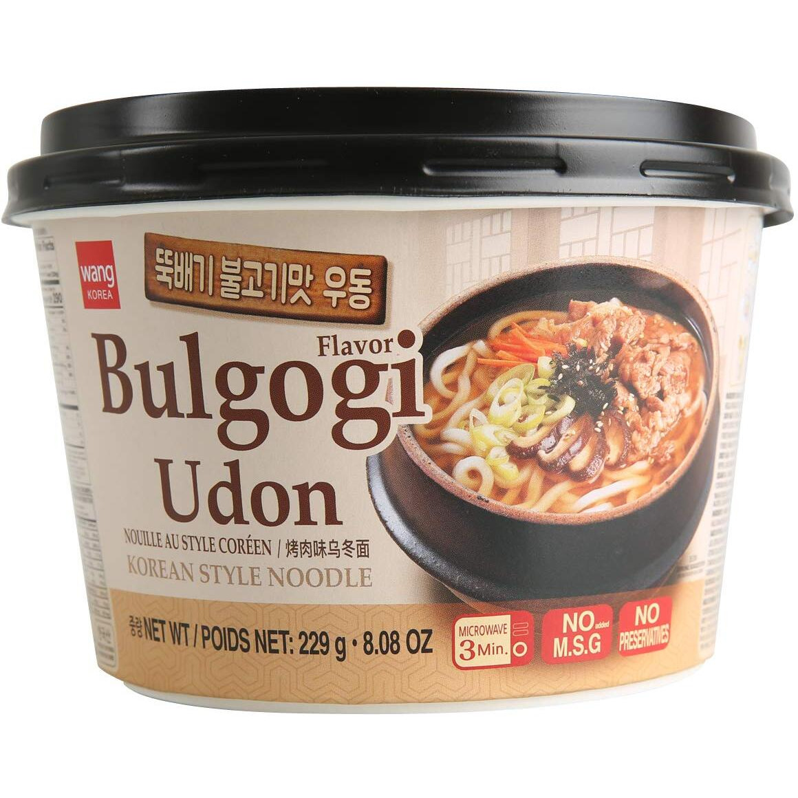 Wang Korean Bbq Bulgogi Flavored Udon Noodle Bowl, Rich And Sweet, 8.08 Ounce, 6 Cups Of Noodles