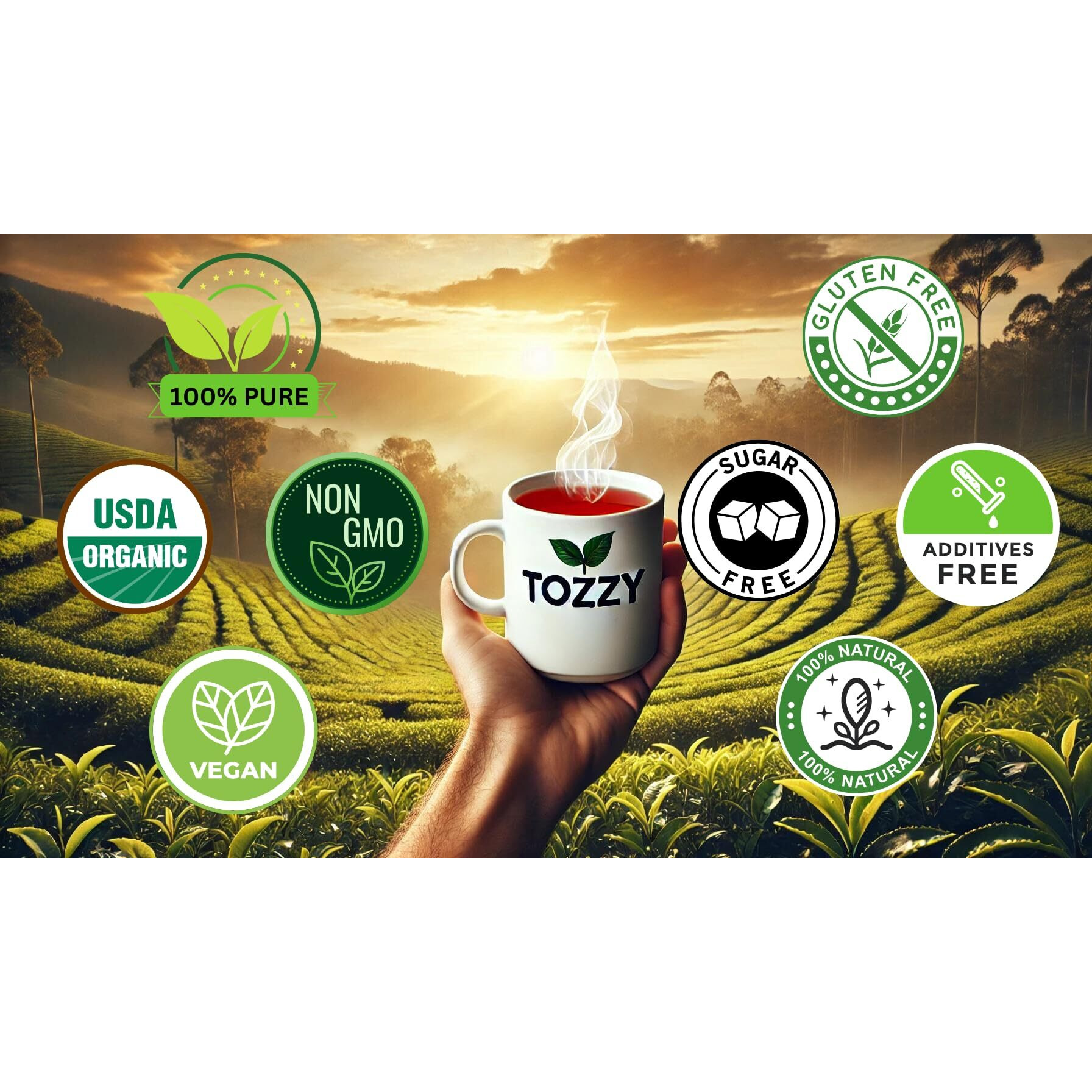 Tozzy Usda Organic Hibiscus Tea Bags | 3G X 42 Count (Large Pyramid Tea Bags) | Rich Concentration | Pure Plant-Based Ingredients | Eco-Conscious Packaging
