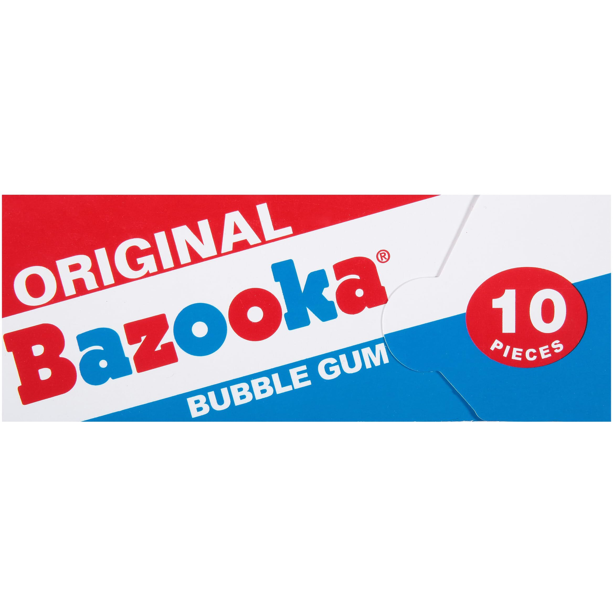 Bazooka Bubble Gum 10 Piece Wallet Pack (Pack Of 12) Individually Wrapped Pink Chewing Gum In Original Flavor - Fun Old Fashioned Candy For Halloween Parties And Trick Or Treaters